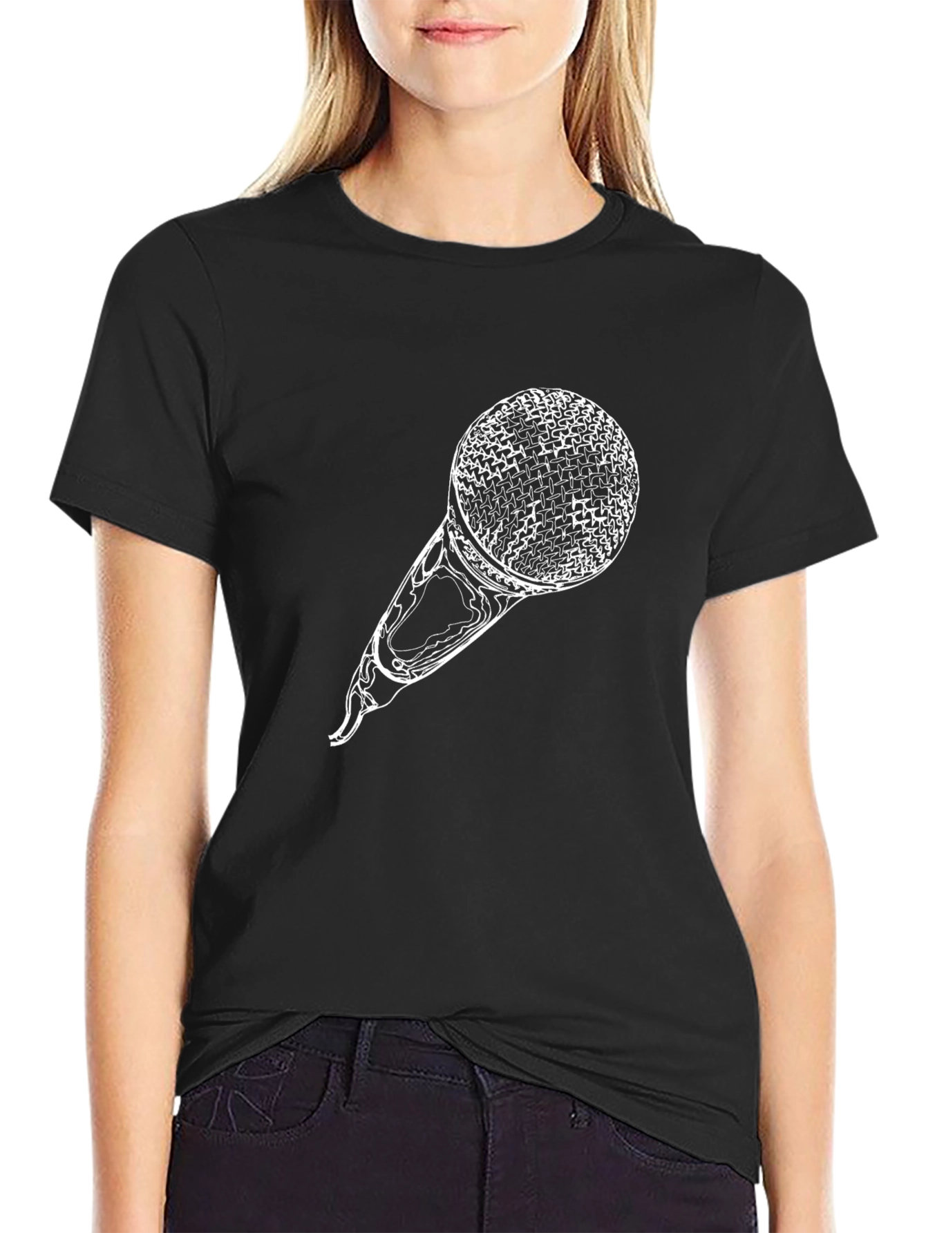 Microphone Graphic Print T-Shirt