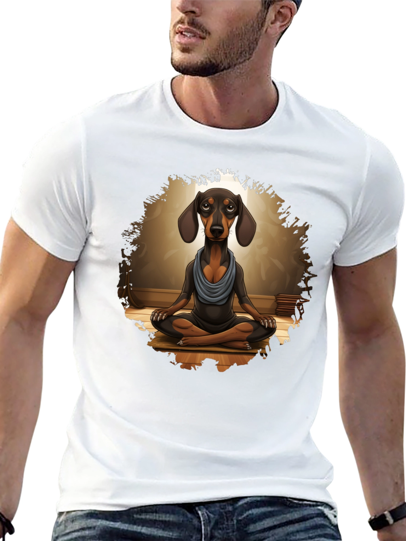 Zen Dachshund T-Shirt - Meditating Dog Tee