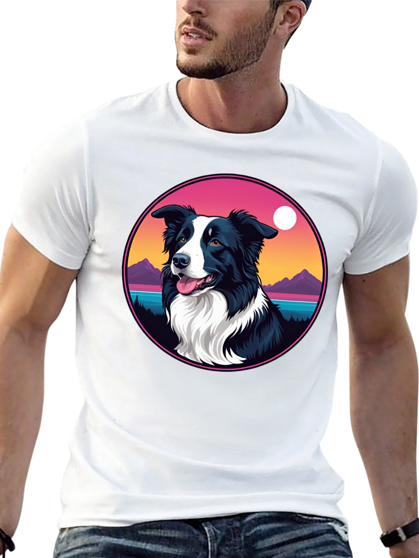 Border Collie Sunset Graphic Tee