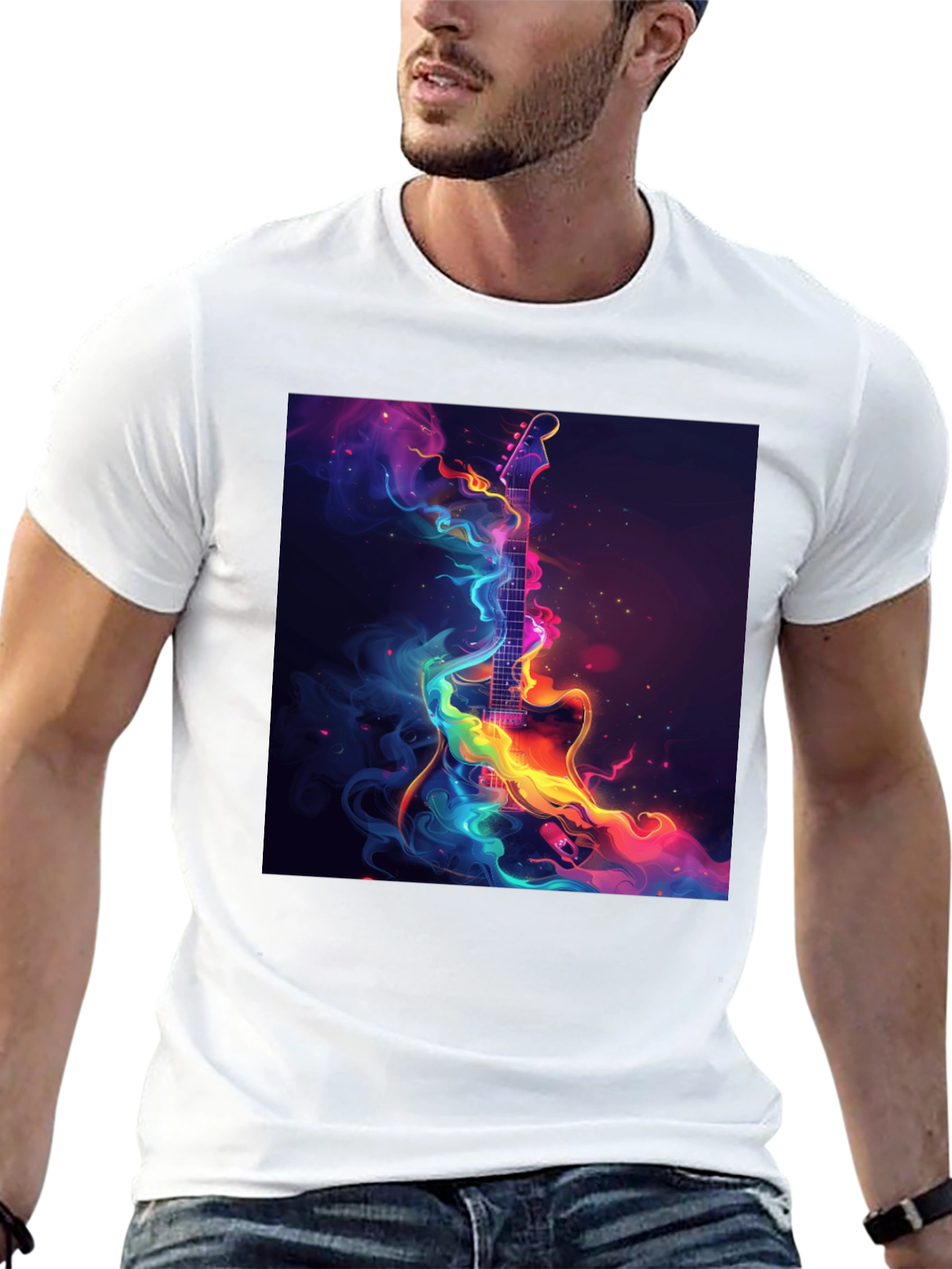 Electric Guitar Abstract Art Black T-Shirt