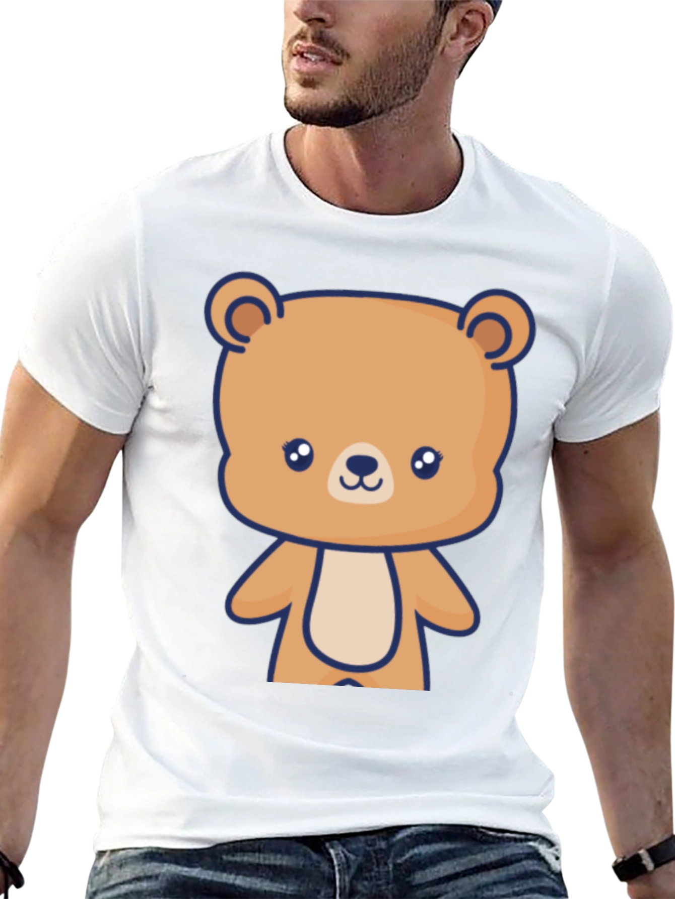 Cute Teddy Bear Graphic Black T-Shirt