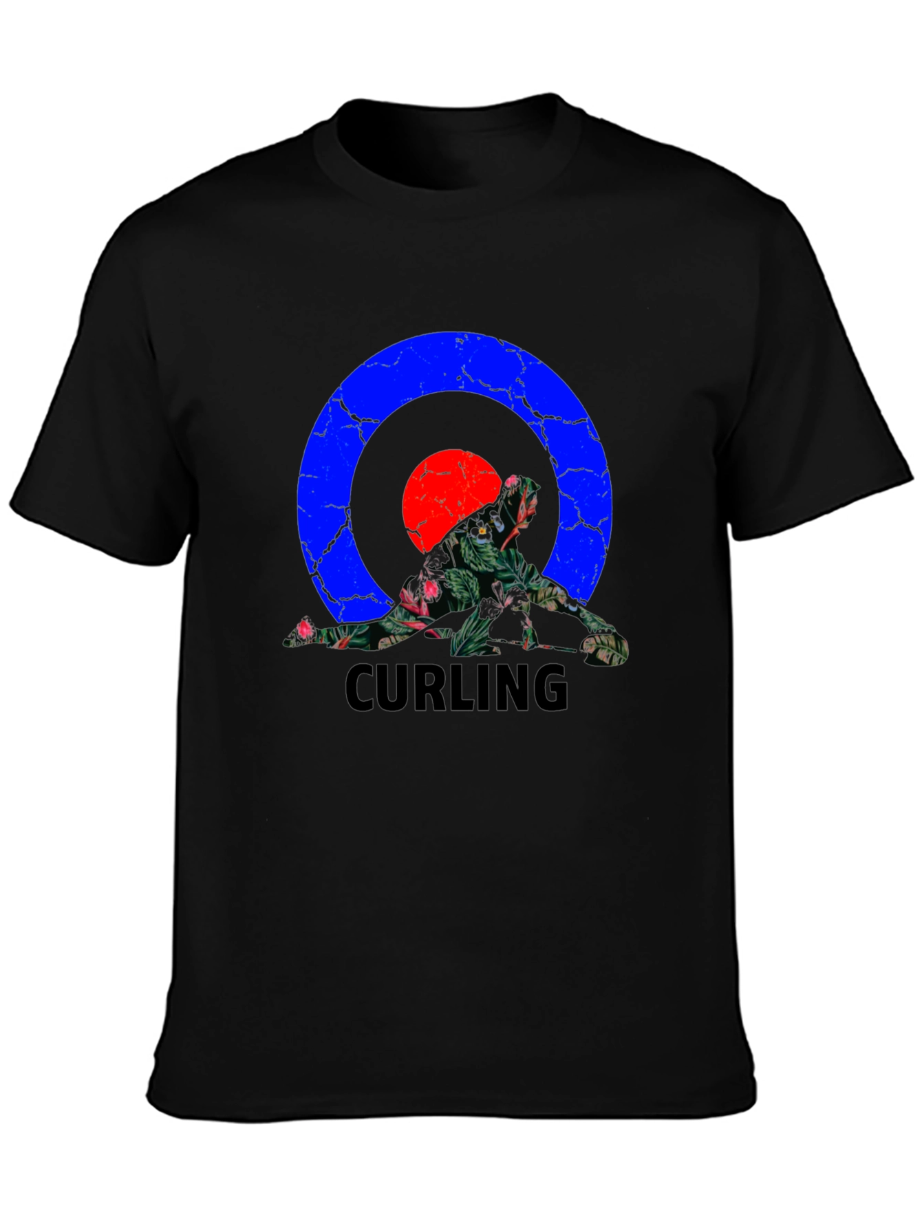 Curling Floral Black T-Shirt