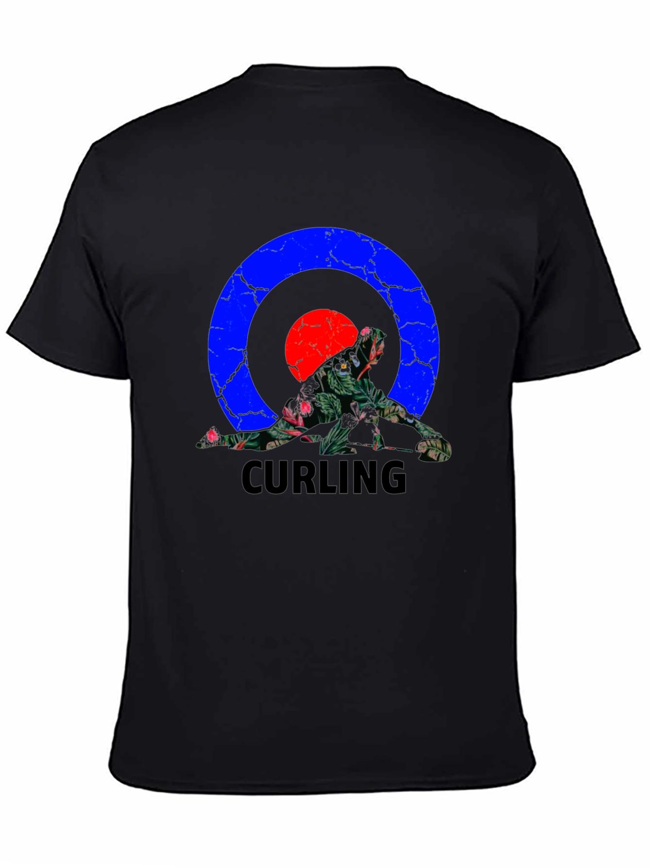 Curling Floral Black T-Shirt