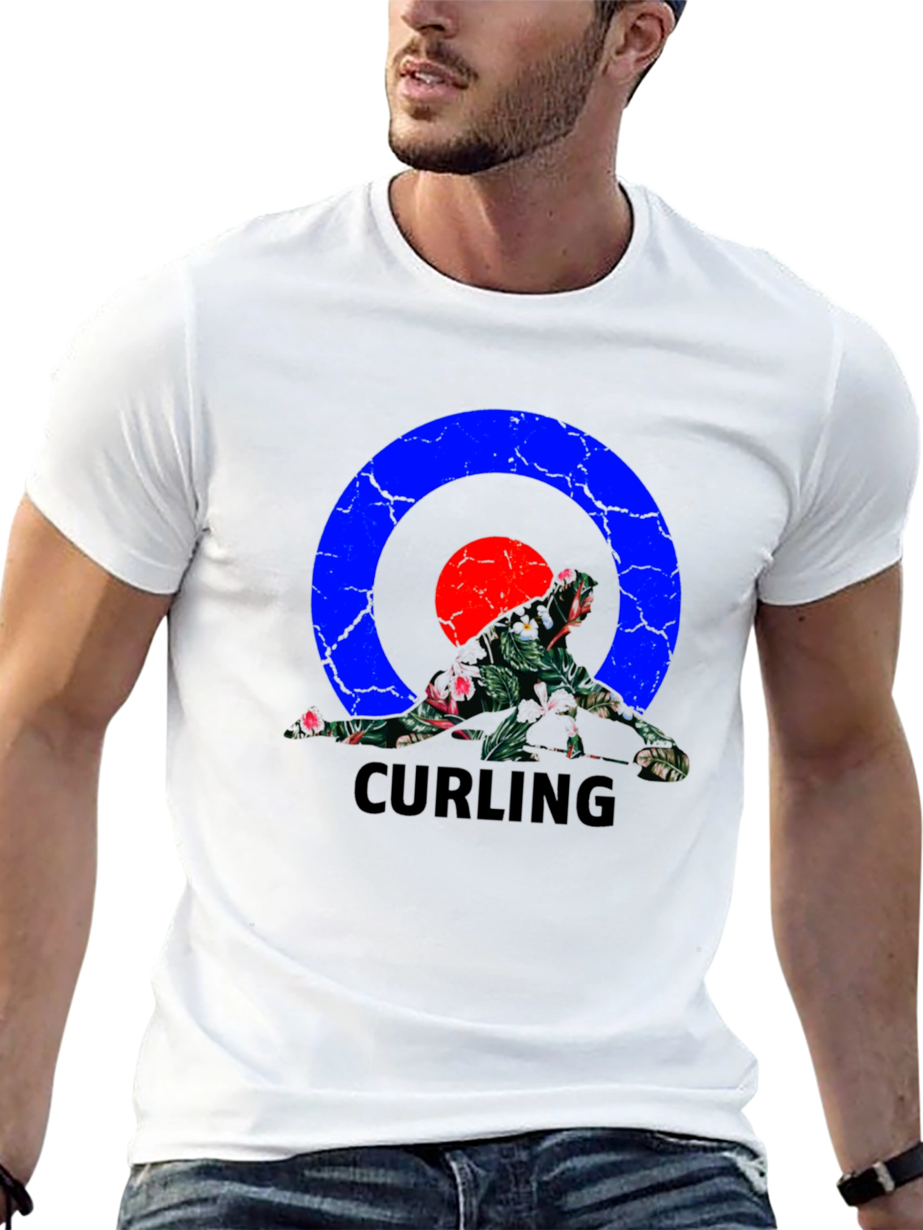 Curling Floral Black T-Shirt