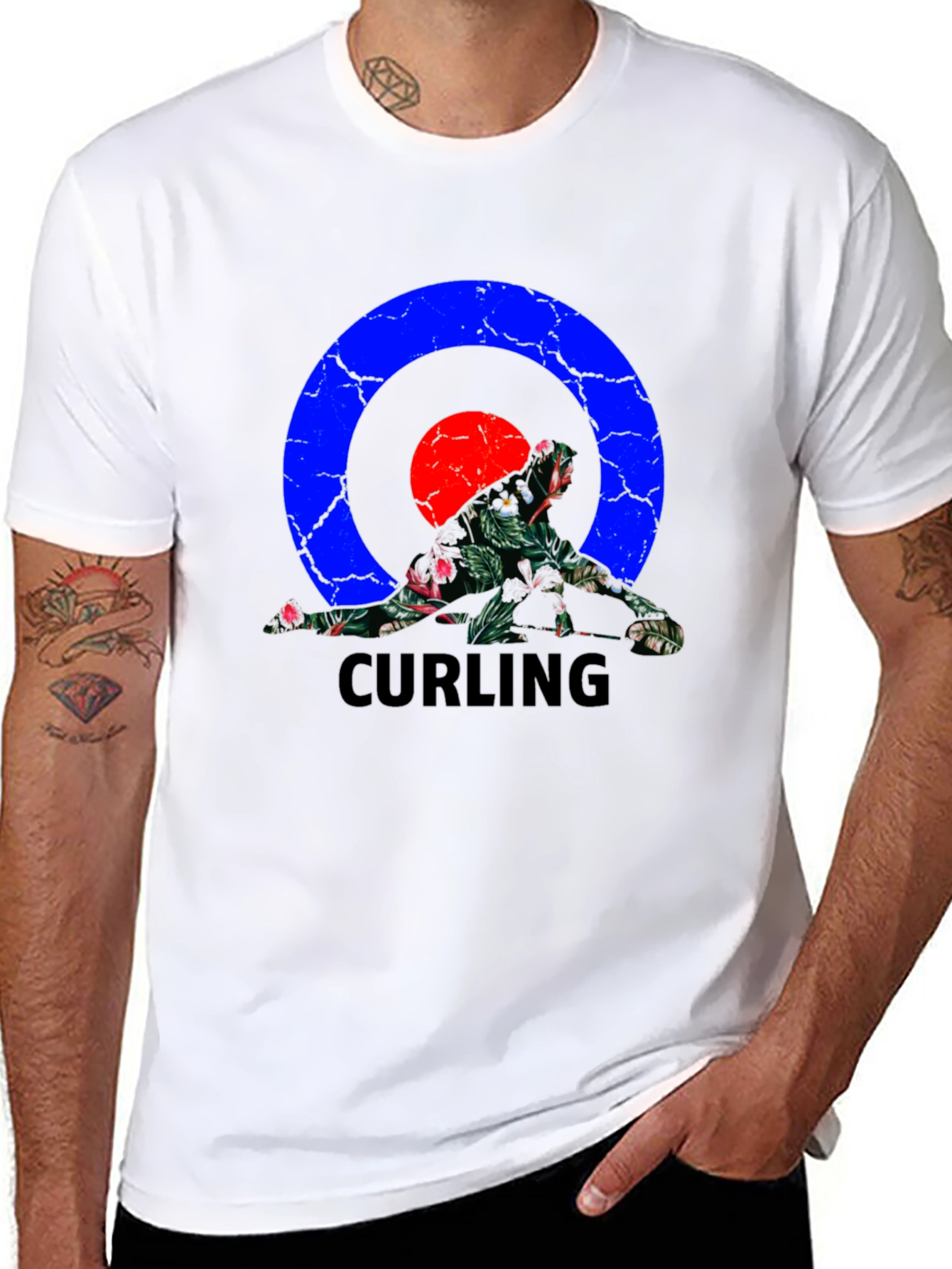 Curling Floral Black T-Shirt