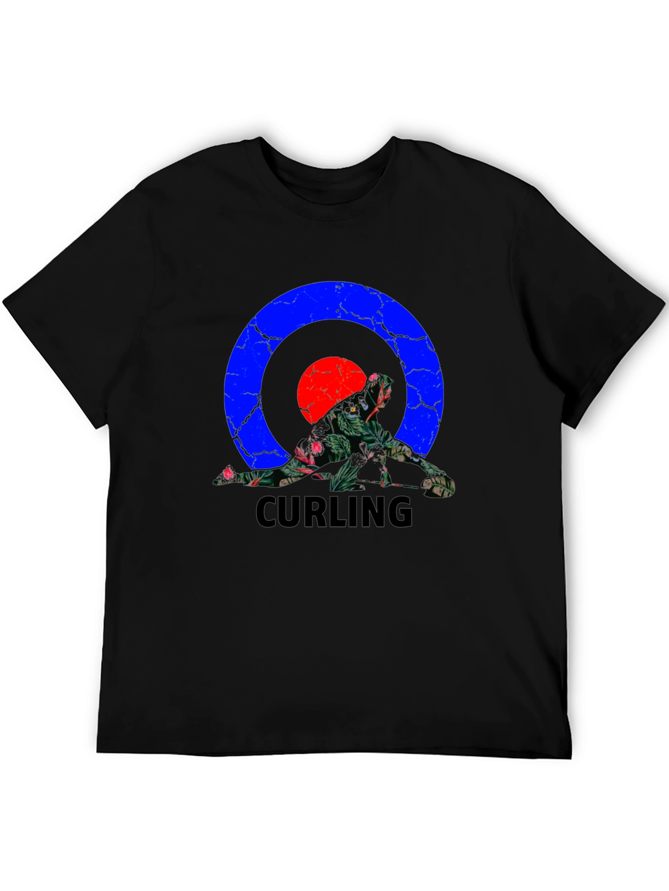 Curling Floral Black T-Shirt