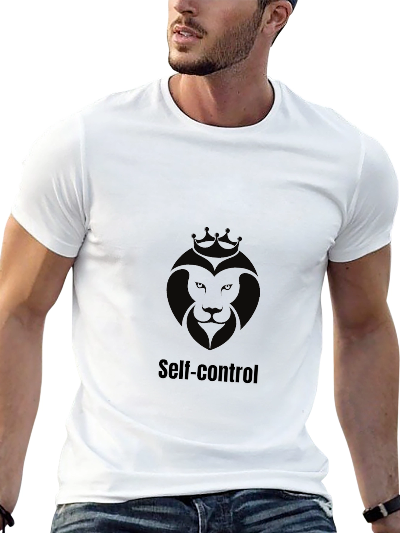 Self-Control Lion Graphic Black T-Shirt