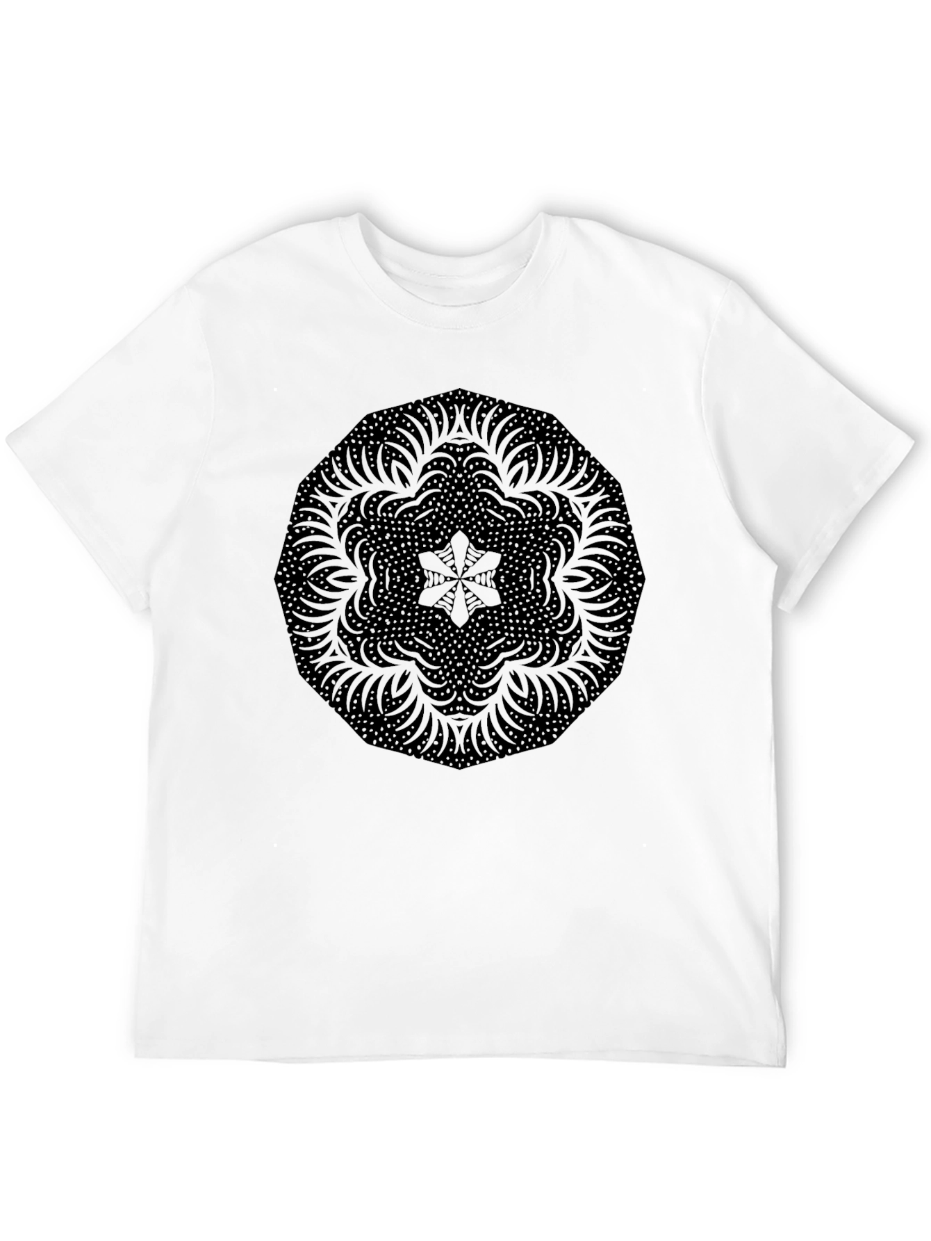 Black Mandala Print Crew Neck T-Shirt