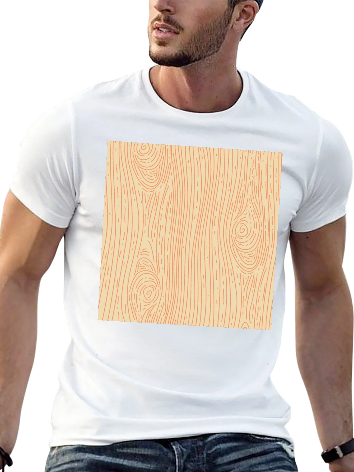 Wood Grain Graphic Tee - Novelty Print Shirt