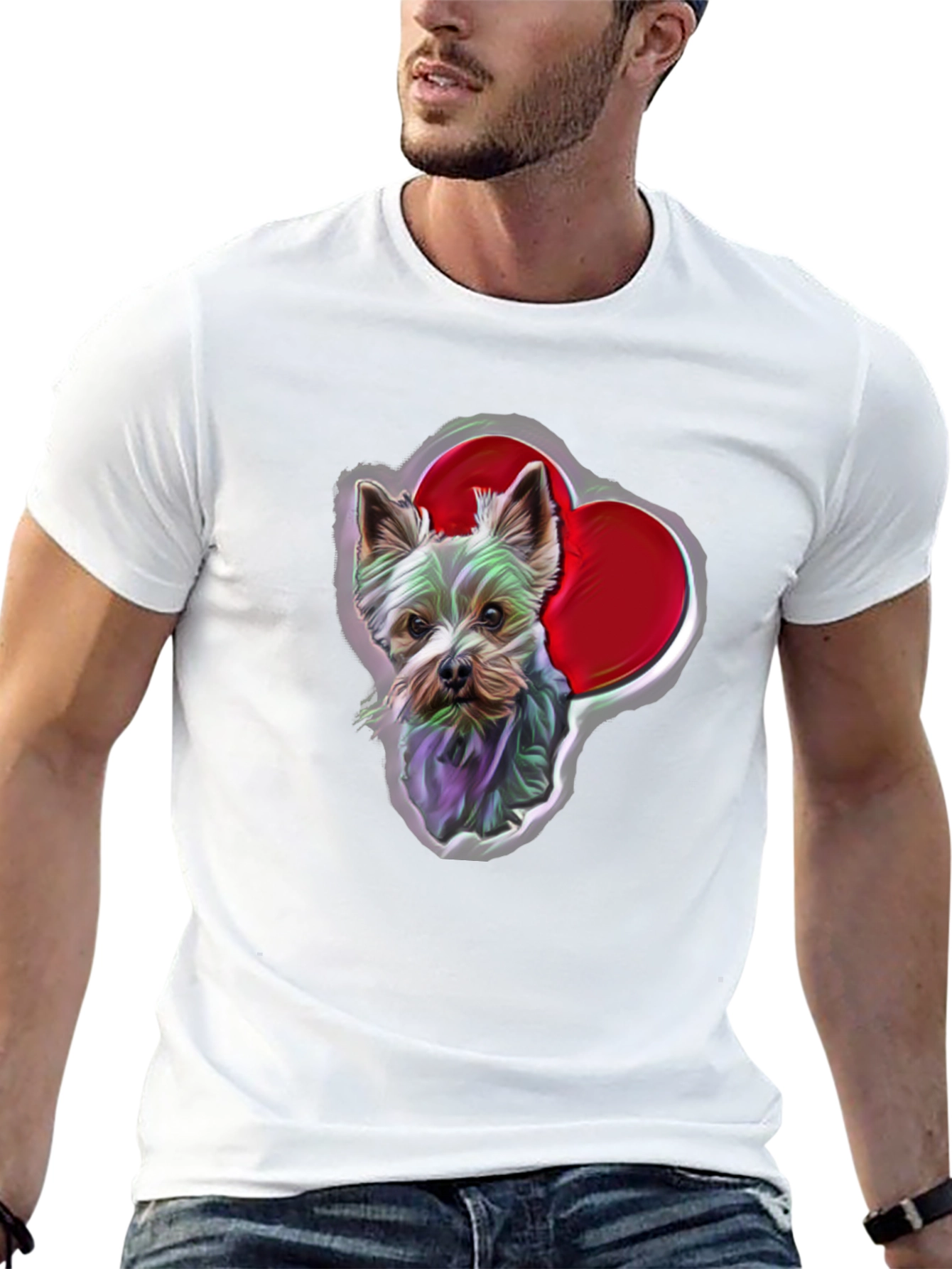 Dog Lover T-Shirt - Yorkshire Terrier with Hearts