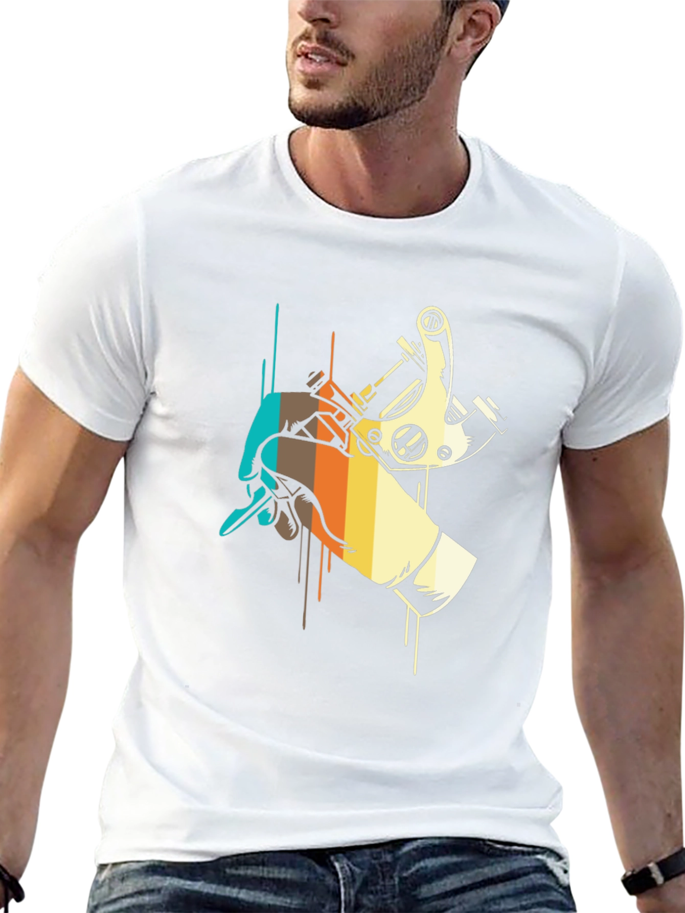 Tattoo Machine Graphic Tee - Retro Design Black T-Shirt