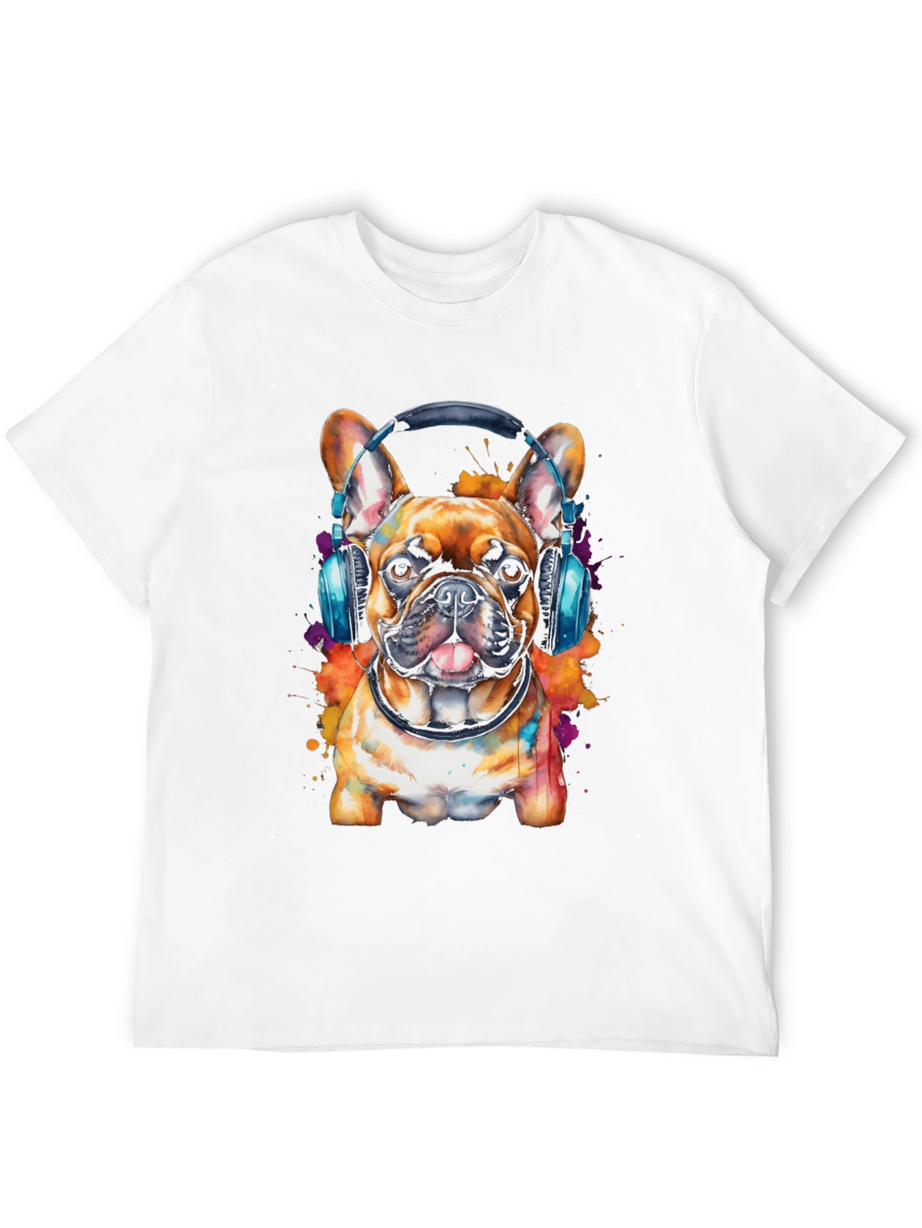 Dog Lover T-Shirt: Bulldog with Headphones