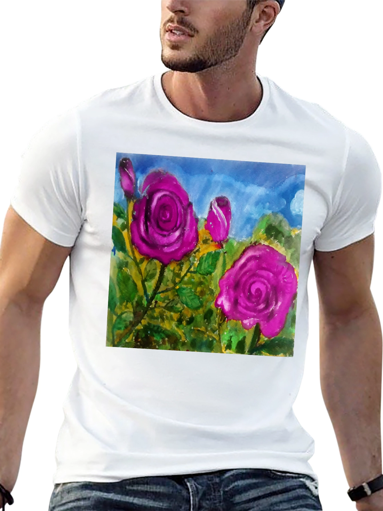 Floral Rose T-Shirt - Artistic Graphic Tee