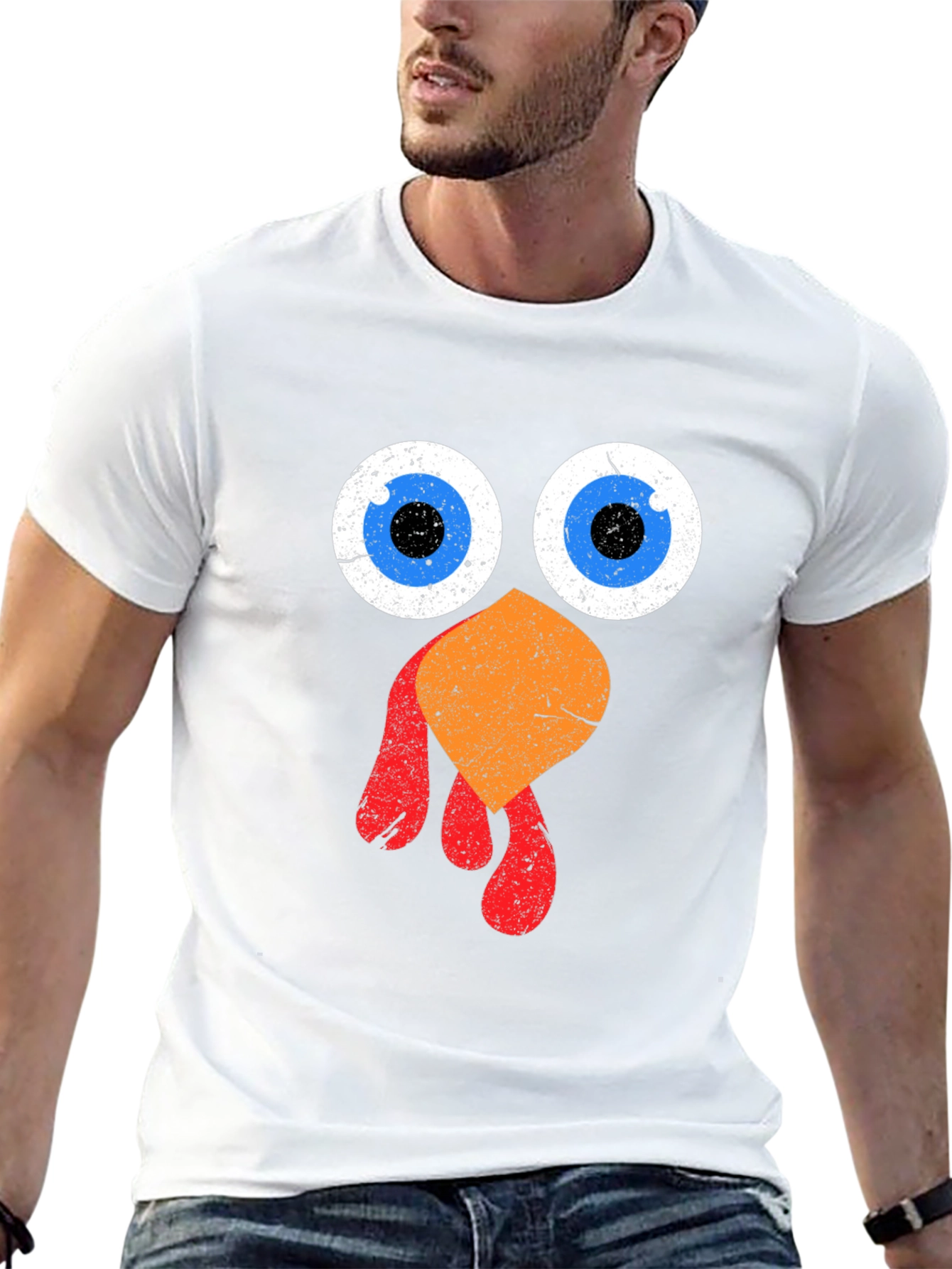 Funny Thanksgiving Turkey Face Graphic Tee