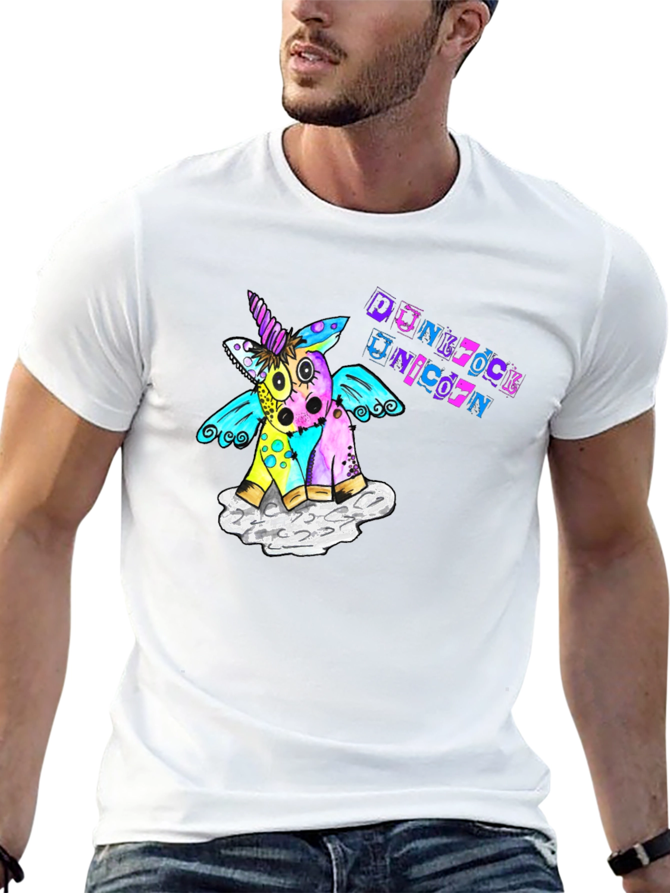 Punk Rock Unicorn Graphic T-Shirt
