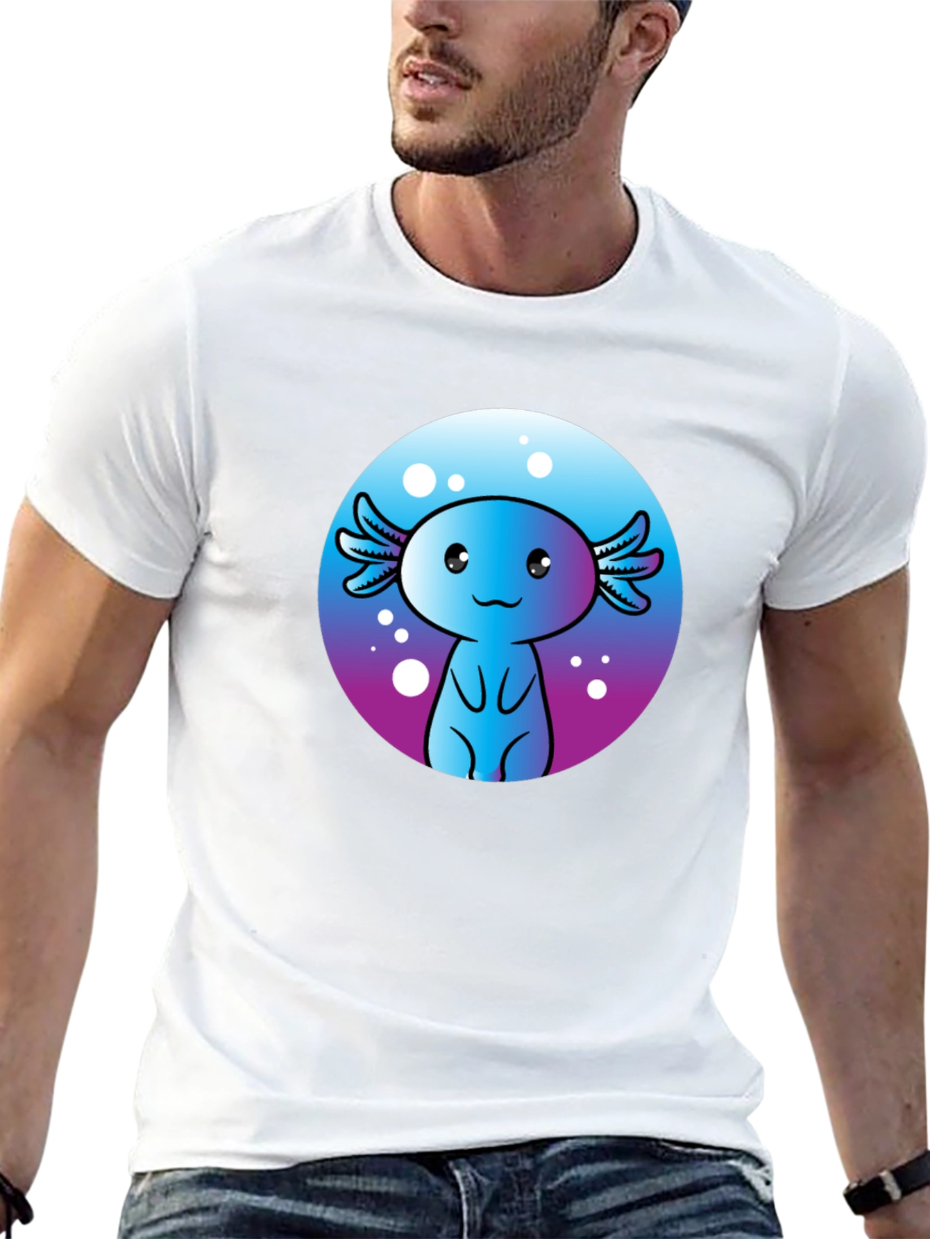 Cute Axolotl Graphic Tee - Fun Kawaii Design