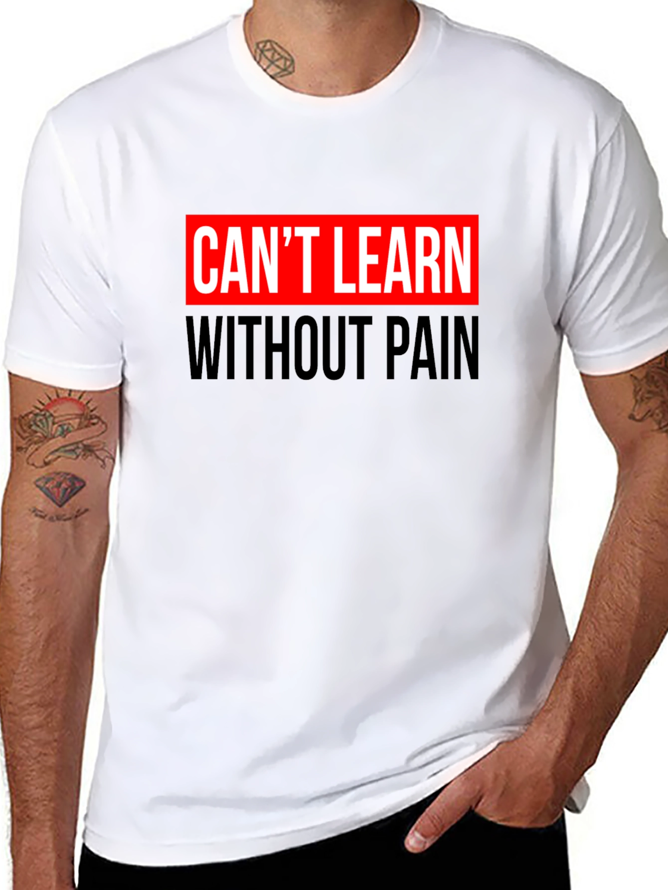 Cant Learn Without Pain Graphic Black T-Shirt