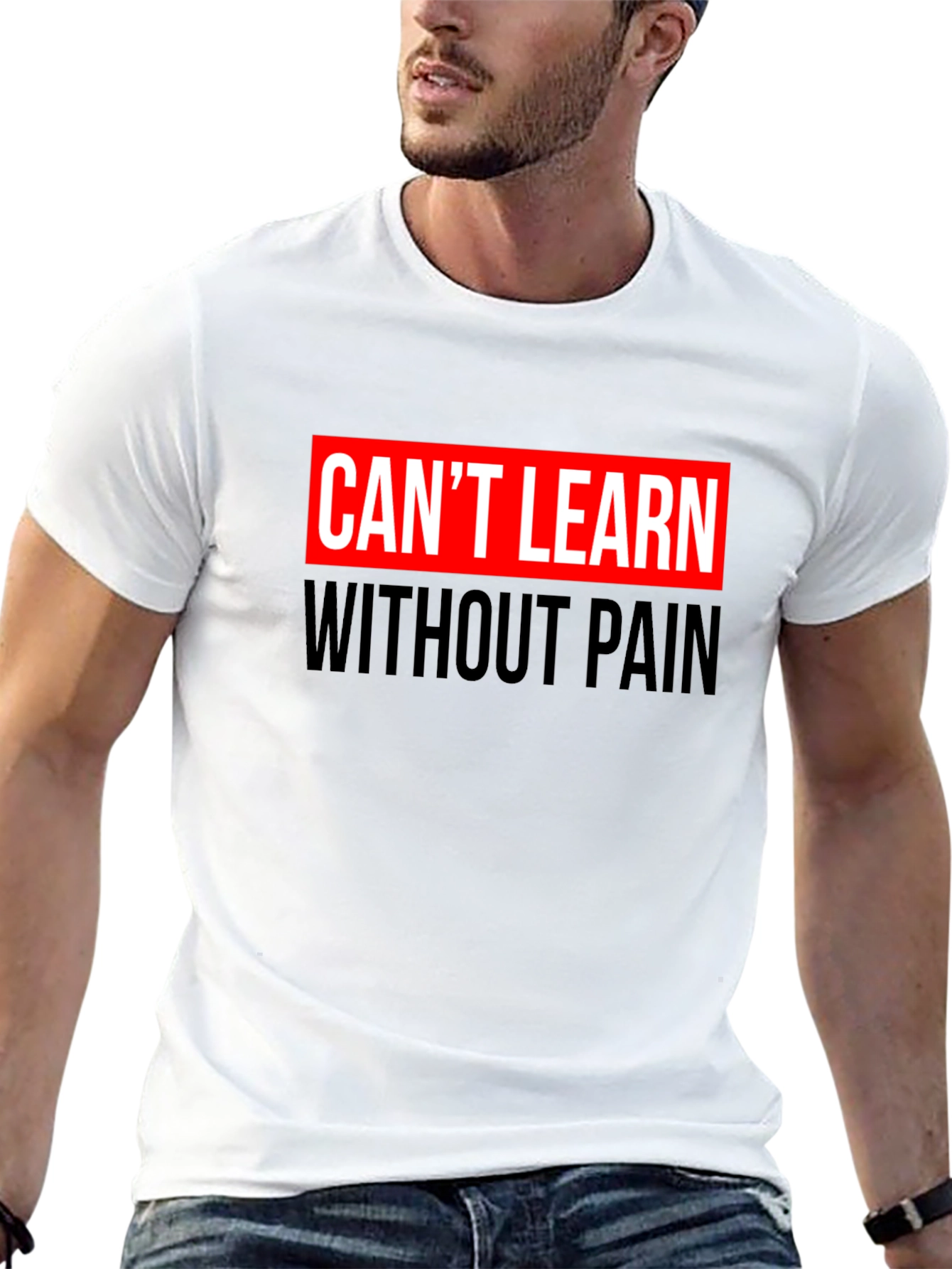 Cant Learn Without Pain Graphic Black T-Shirt