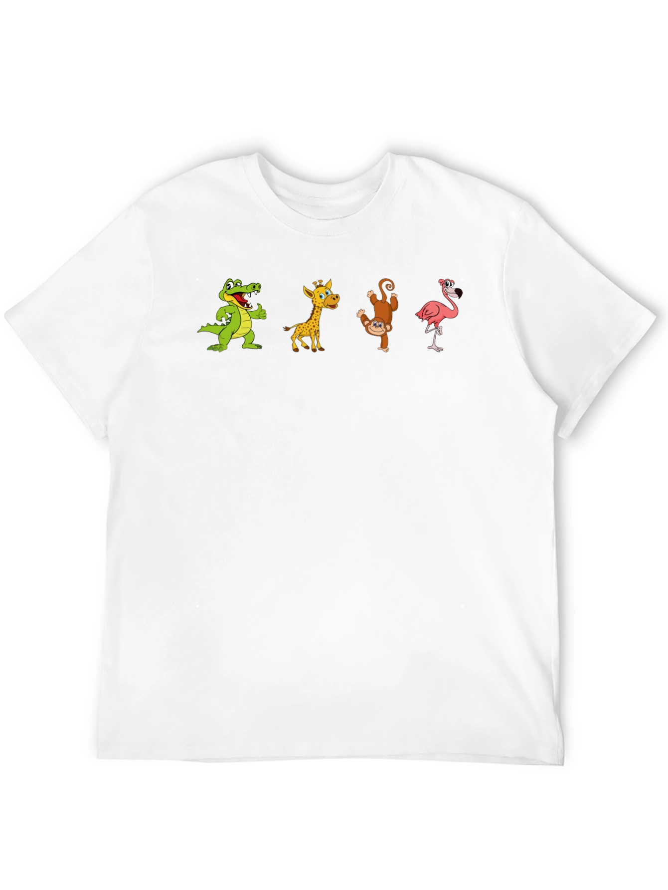 Black T-Shirt with Animal Cartoon Print