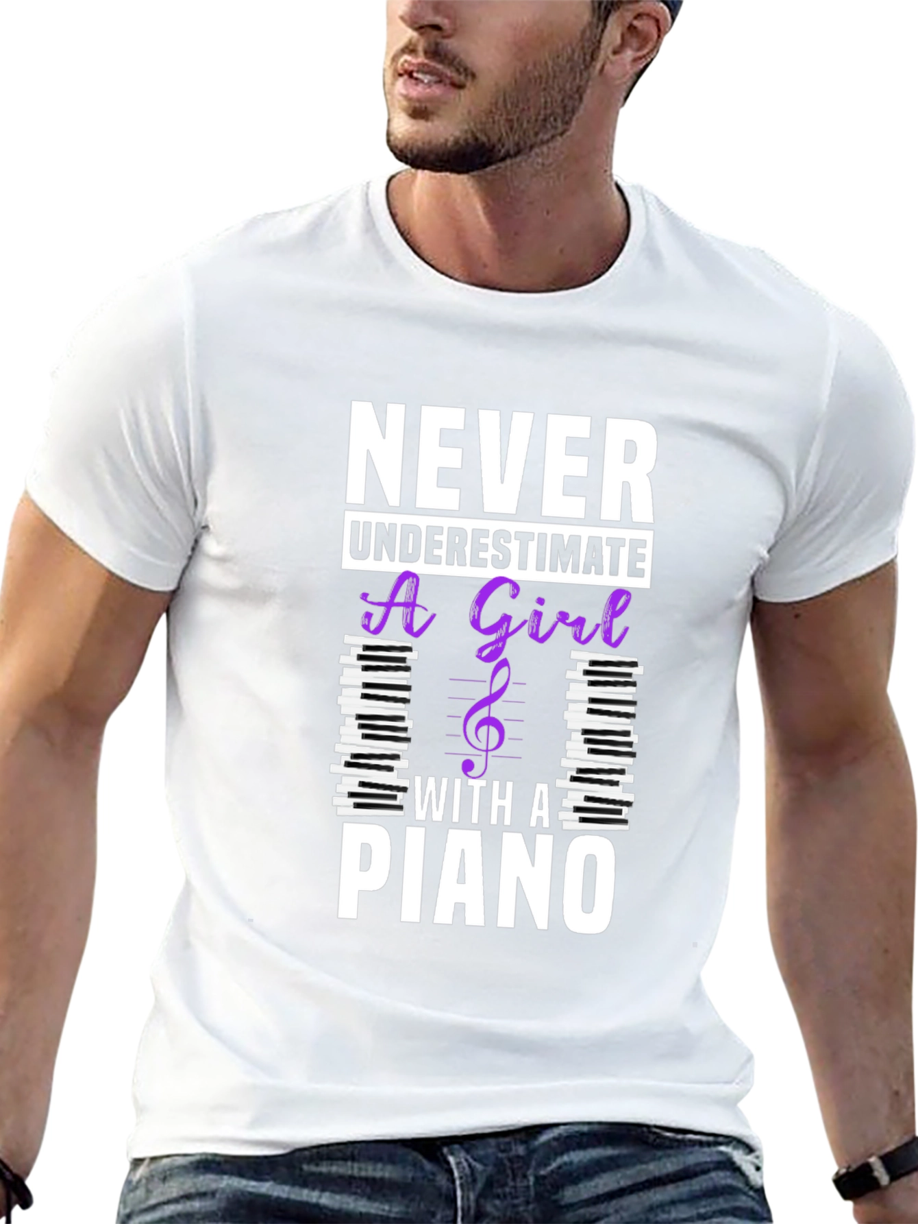 Never Underestimate a Girl with a Piano T-Shirt