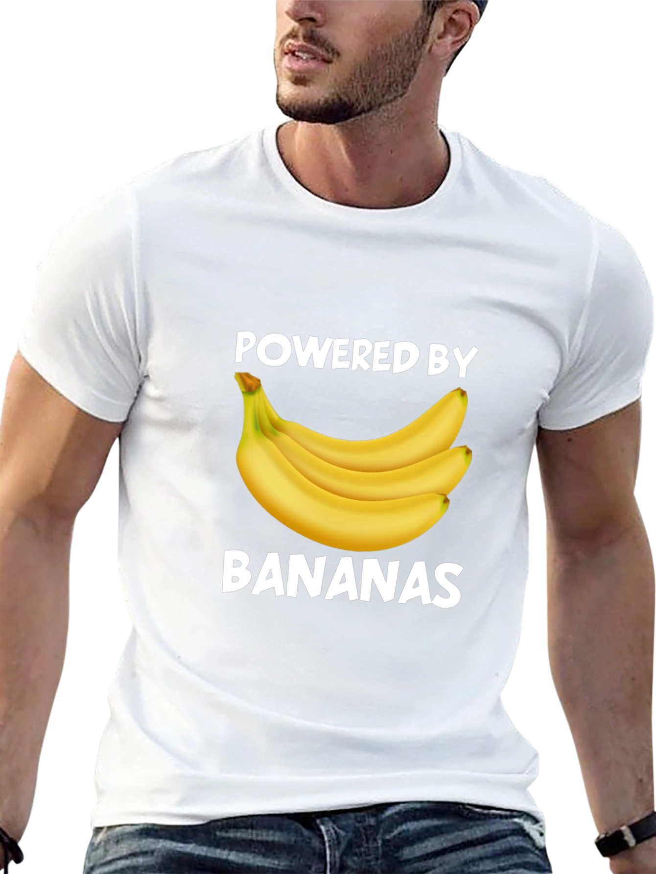 Powered by Bananas Graphic Tee - Fun Novelty T-Shirt