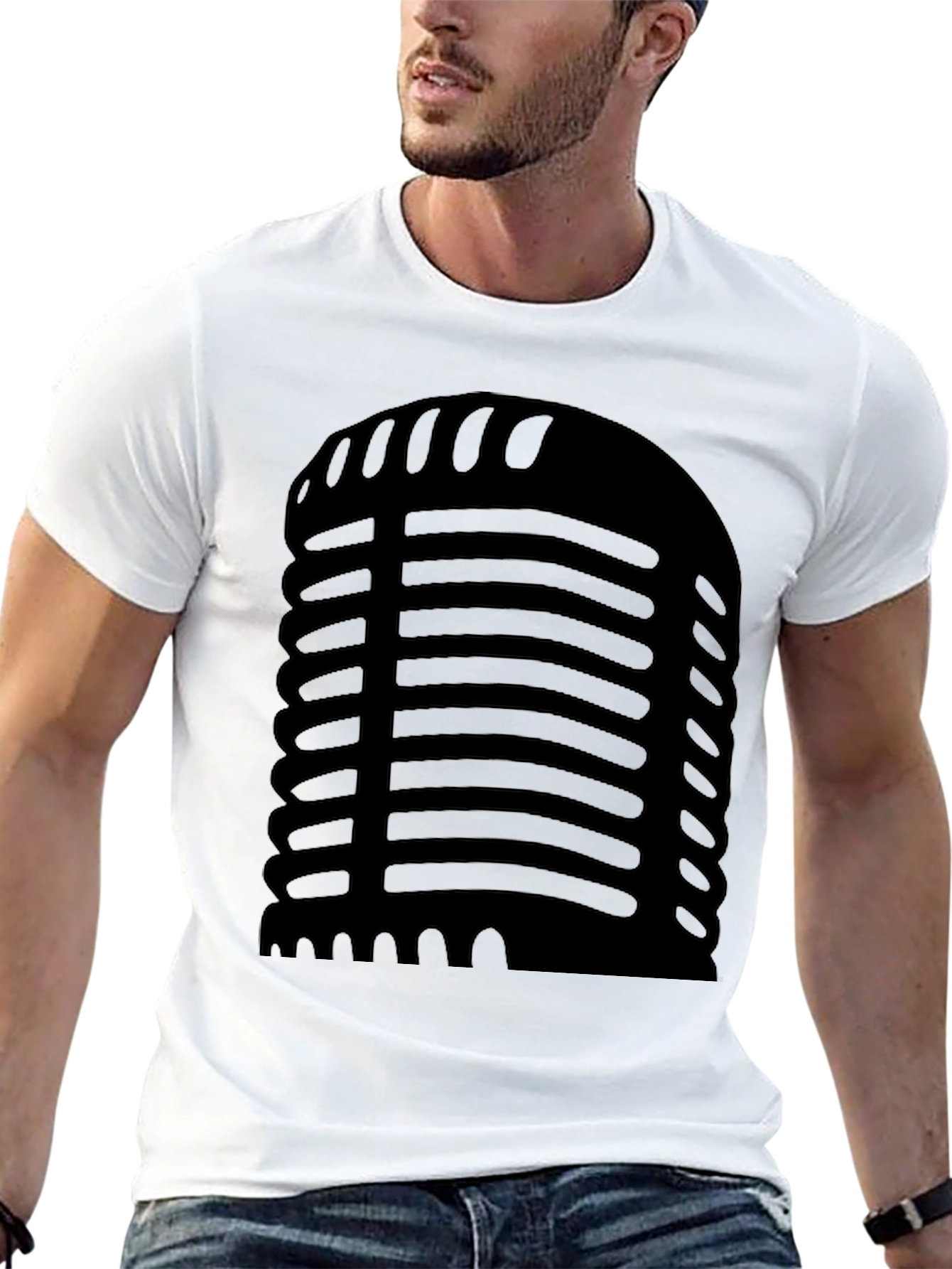 Retro Microphone Black T-Shirt