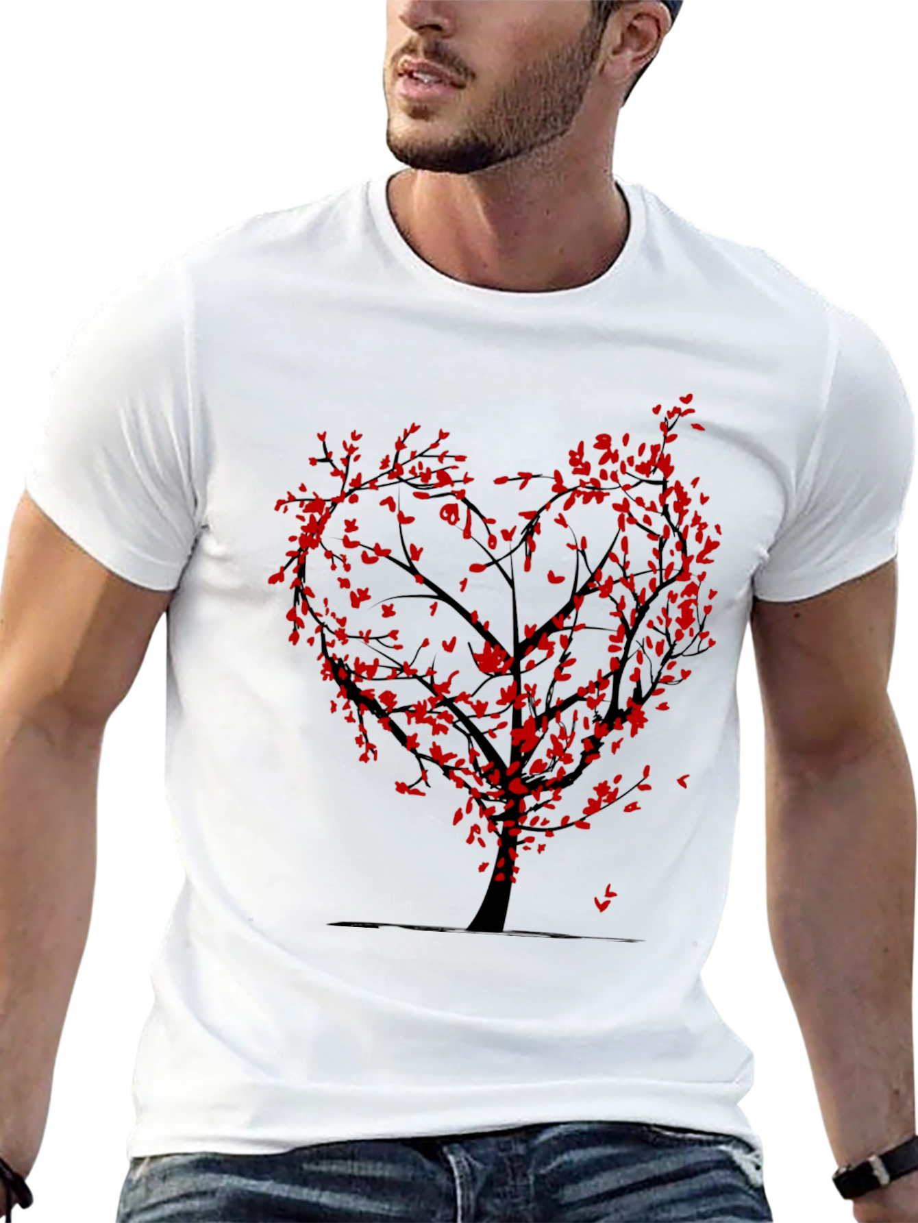 Heart Tree Graphic Tee - Black Cotton Blend