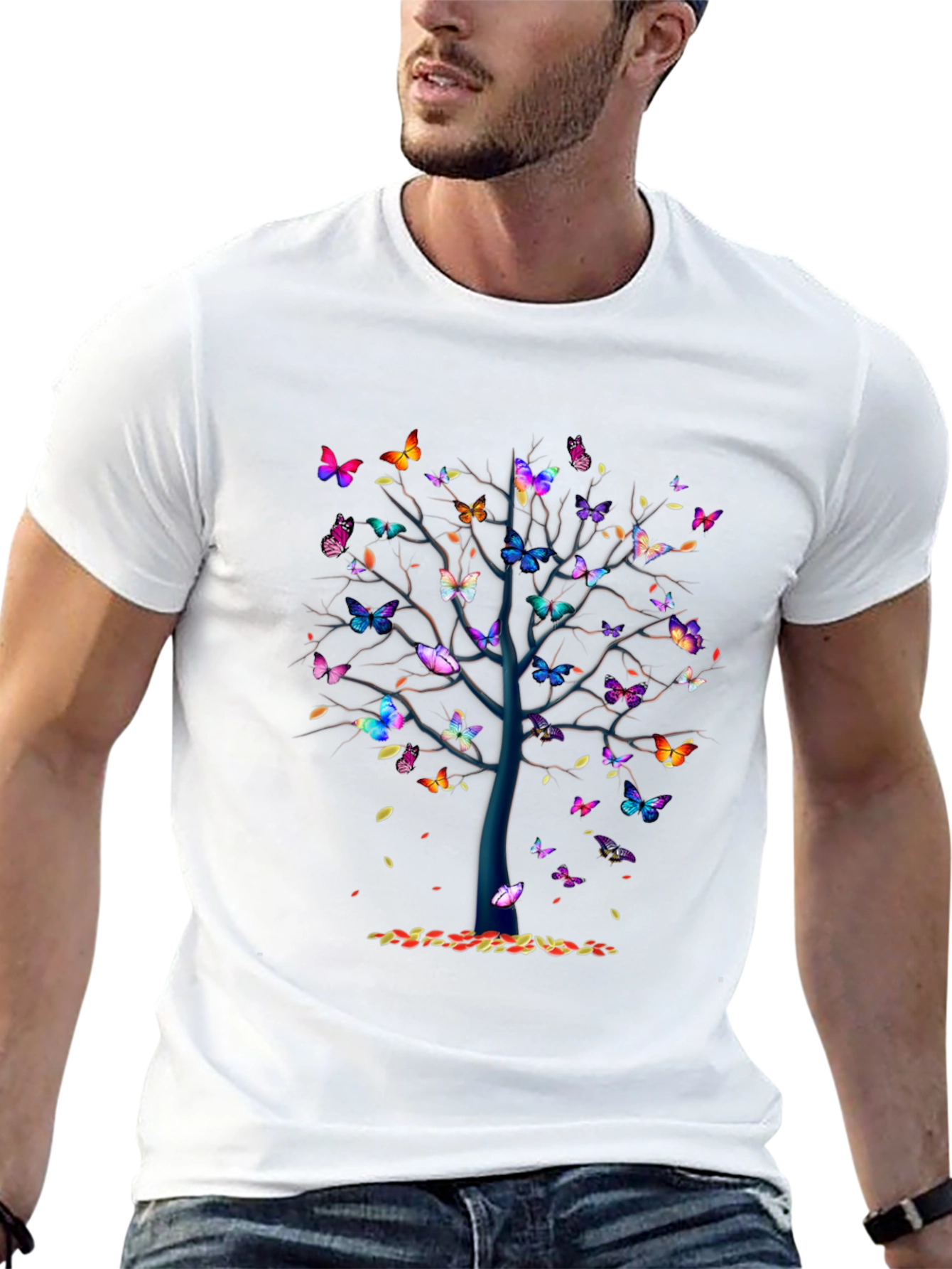 Butterfly Tree Graphic T-Shirt - Nature Lovers Tee