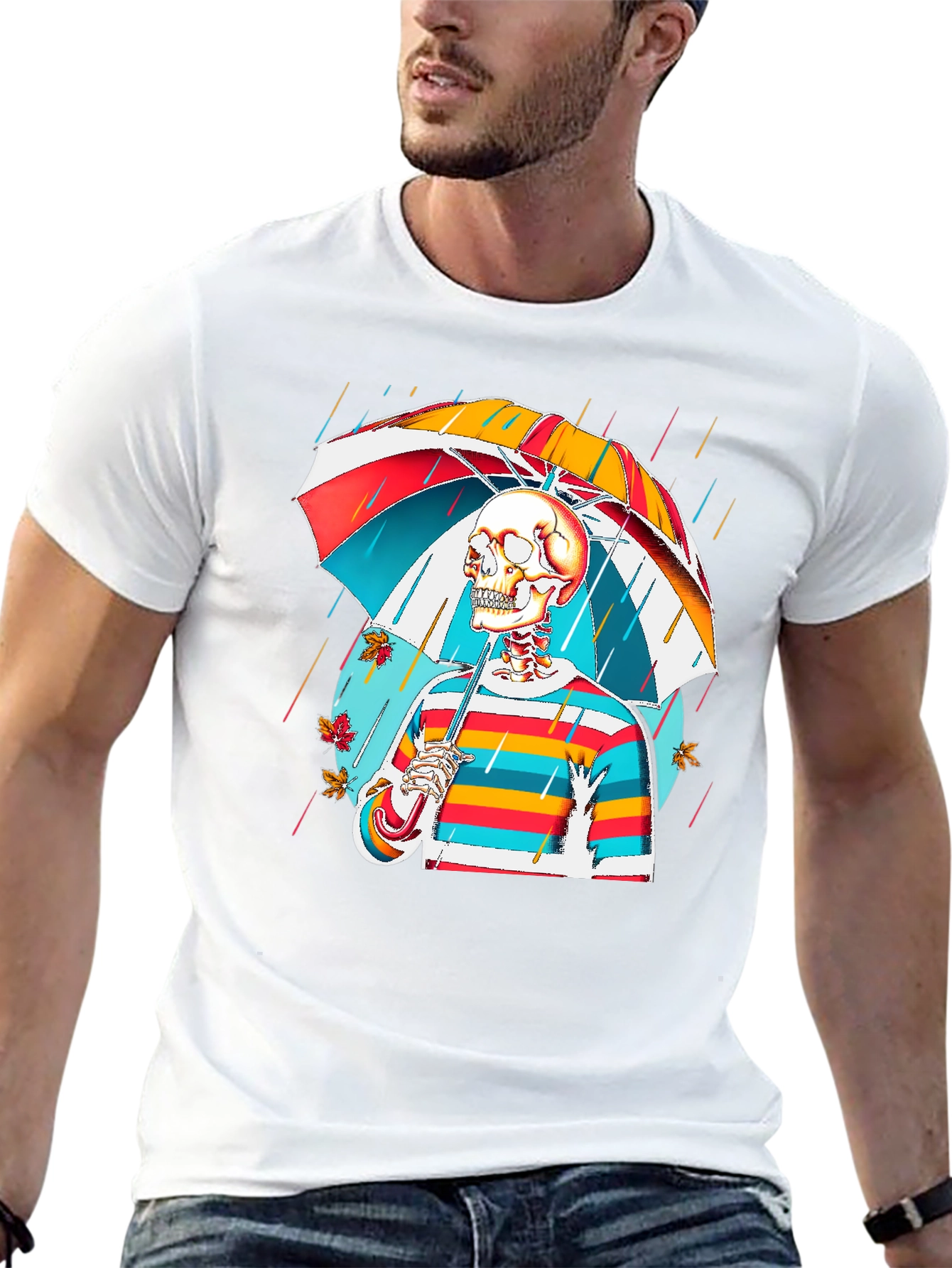 Colorful Skeleton Umbrella T-Shirt