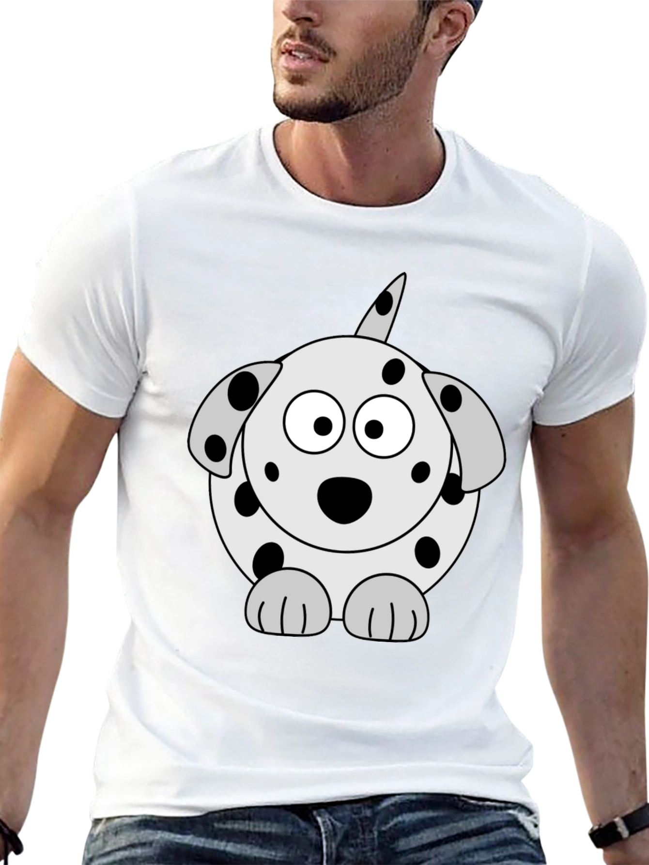 Dalmatian Dog Graphic Tee - Black Cotton T-Shirt