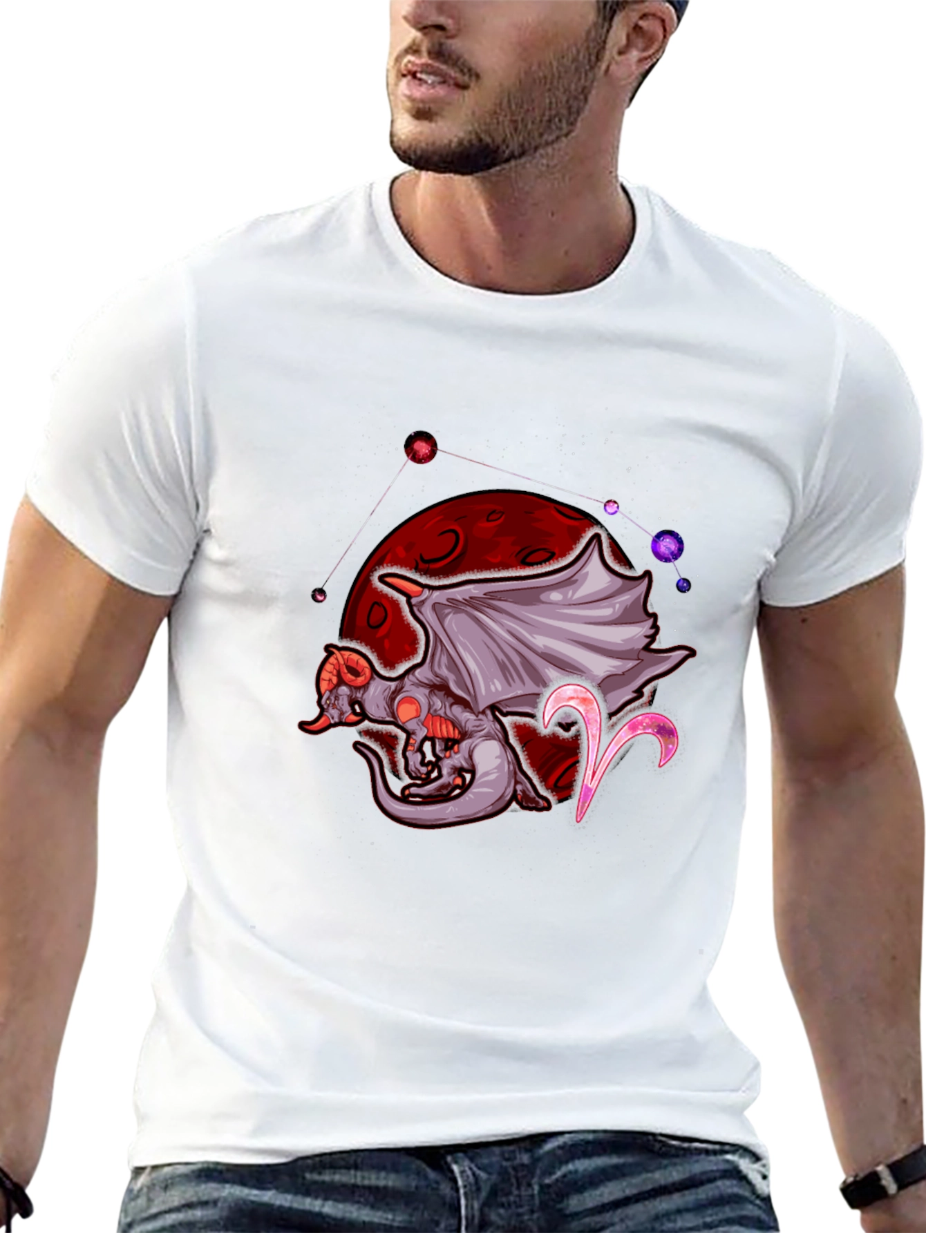 Aries Dragon Graphic Tee - Zodiac Design