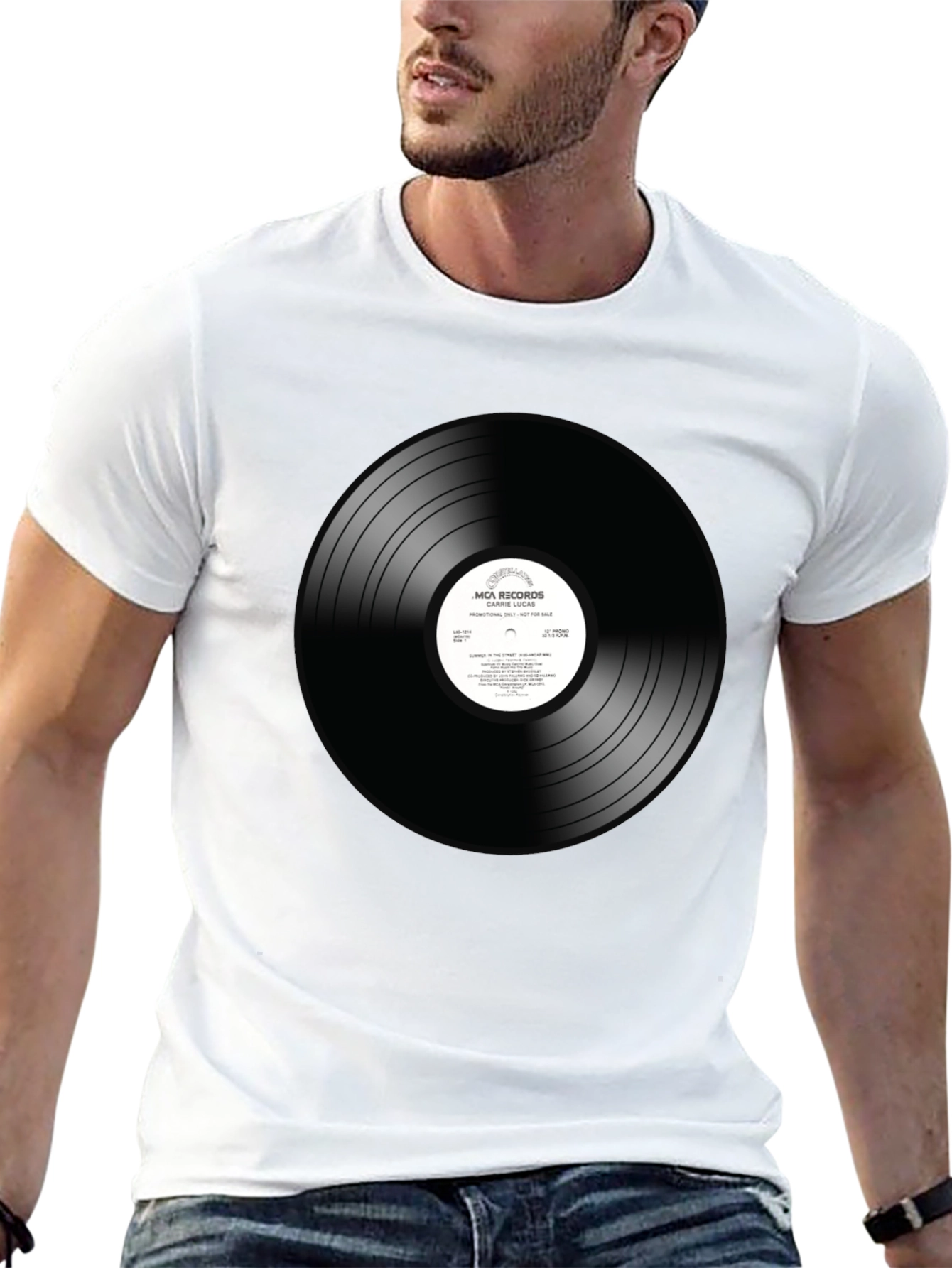 Vinyl Record Graphic T-Shirt - Black