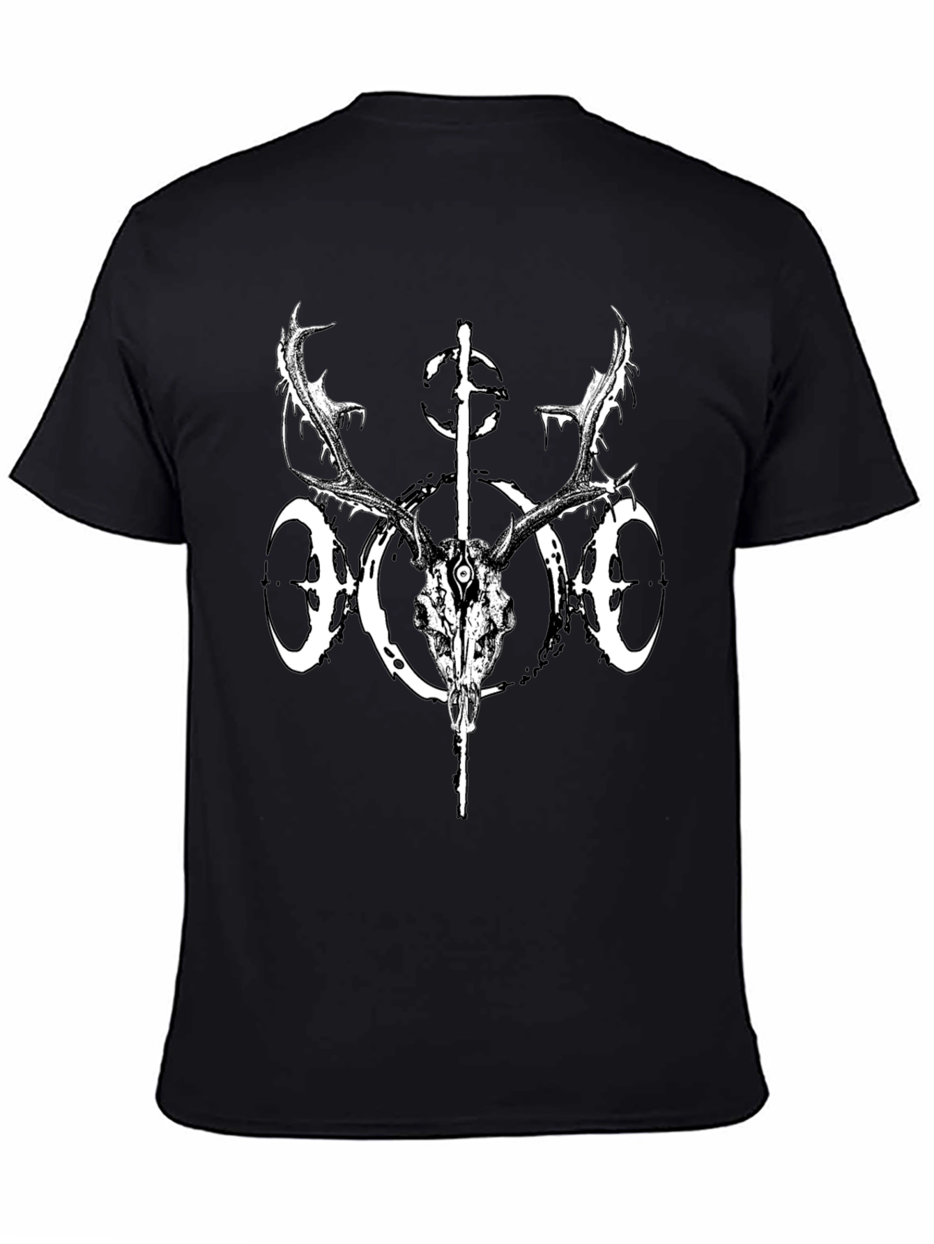 Black Deer Skull Graphic Tee