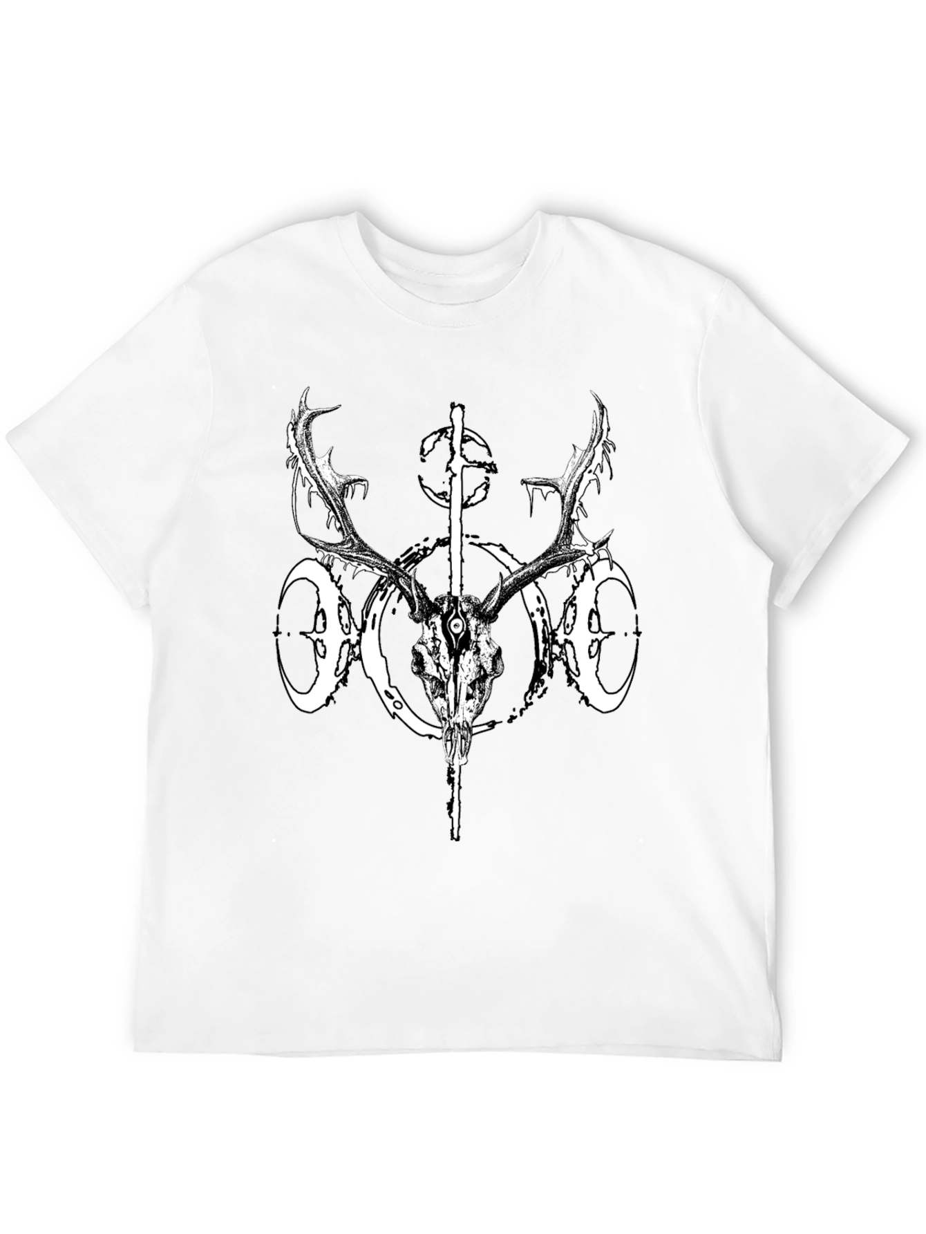 Black Deer Skull Graphic Tee