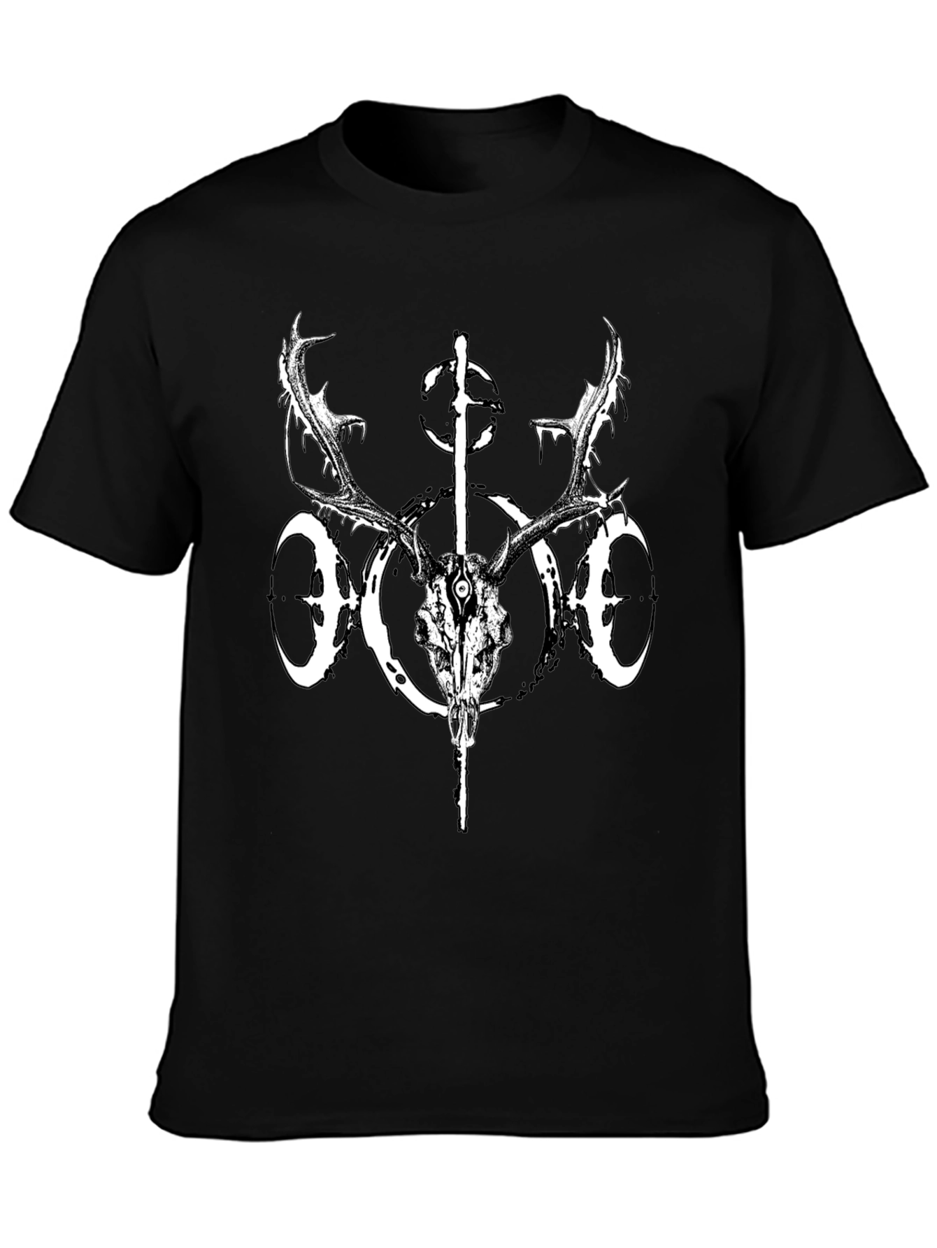 Black Deer Skull Graphic Tee