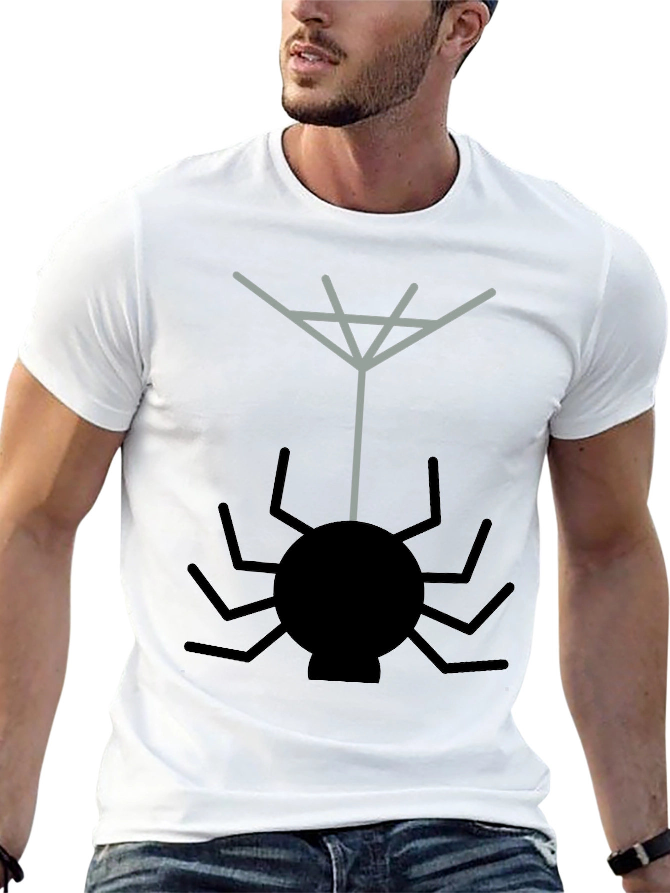 Spider Web Graphic Tee - Black Casual T-Shirt