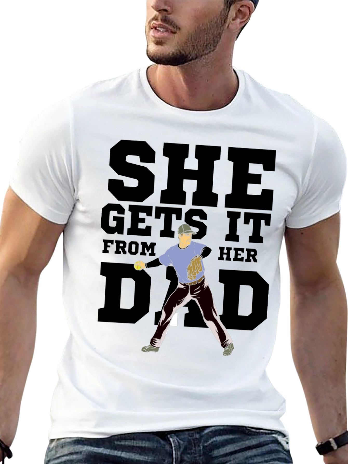 She Gets It From Her Dad Baseball T-Shirt