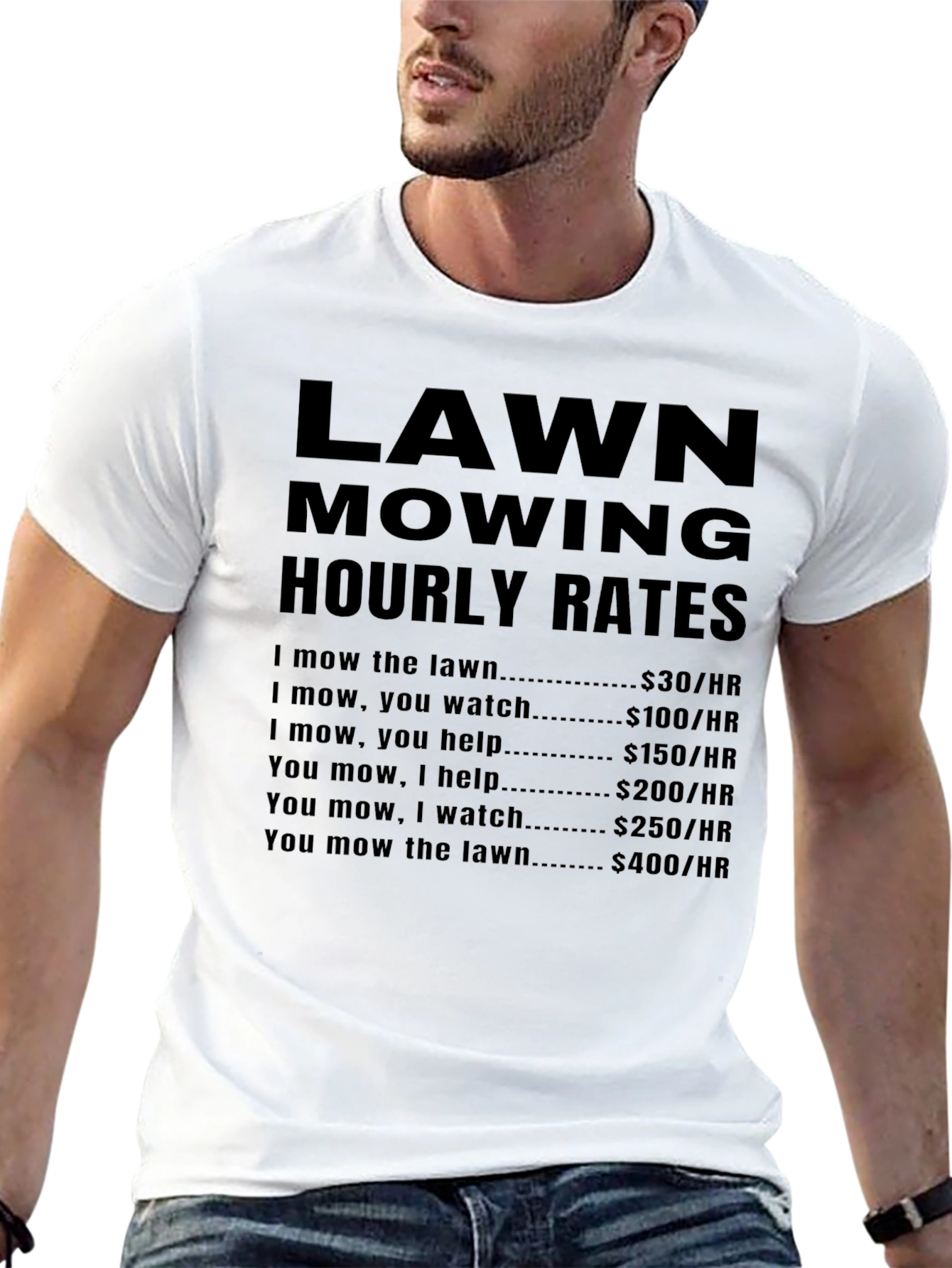 Lawn Mowing Hourly Rates Funny T-Shirt