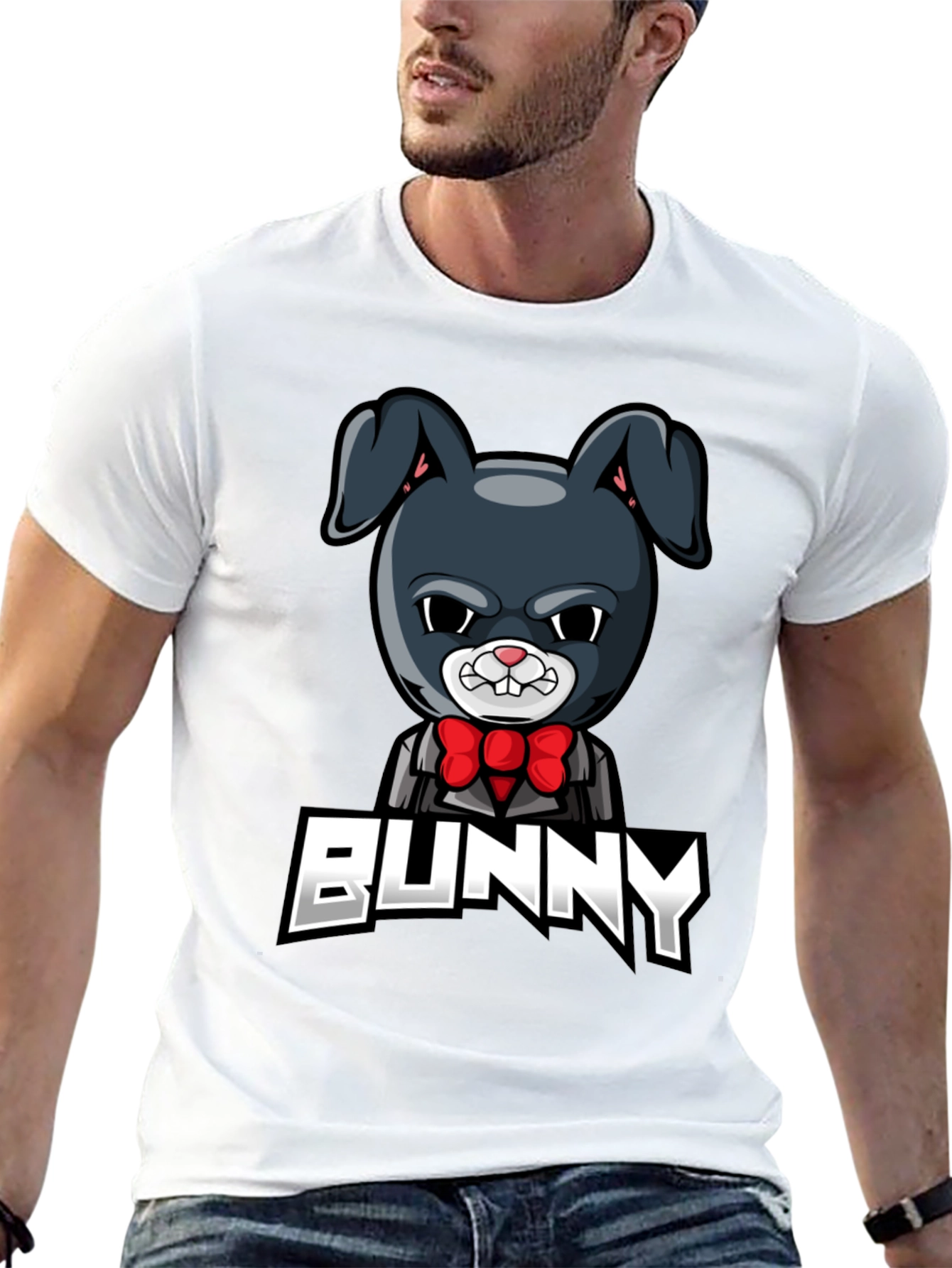 Cool Bunny Graphic T-Shirt - Mens Black Tee