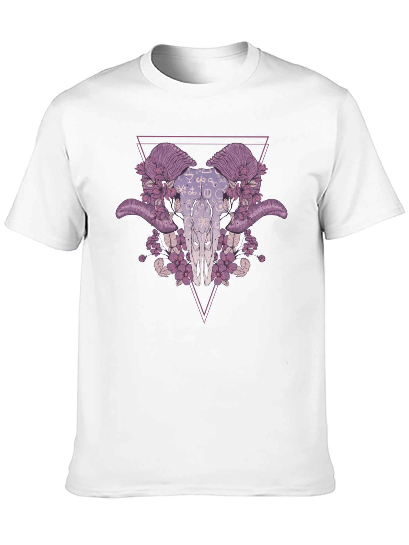 Floral Ram Skull Graphic Tee - Edgy Style