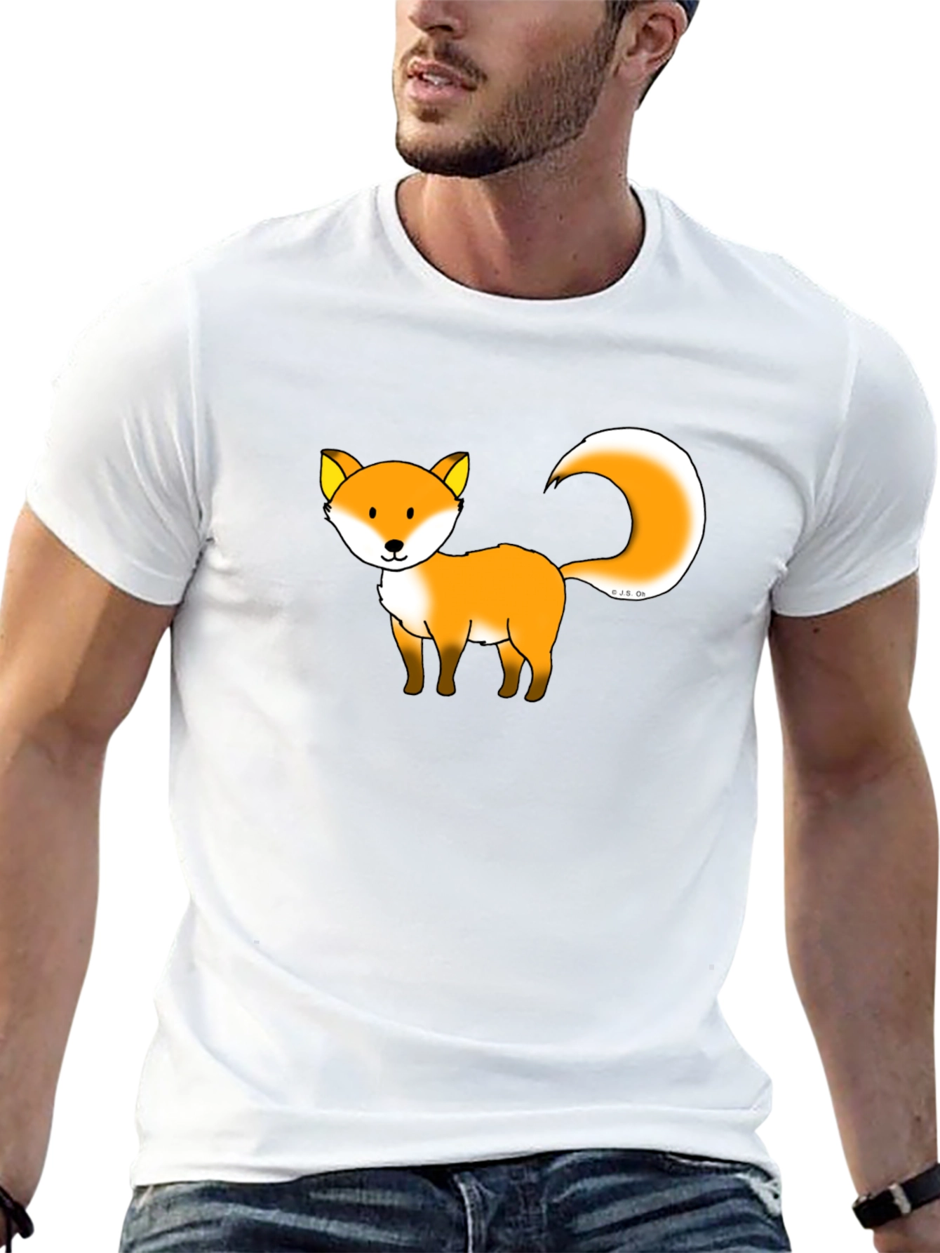 Fox Graphic Print Black T-Shirt