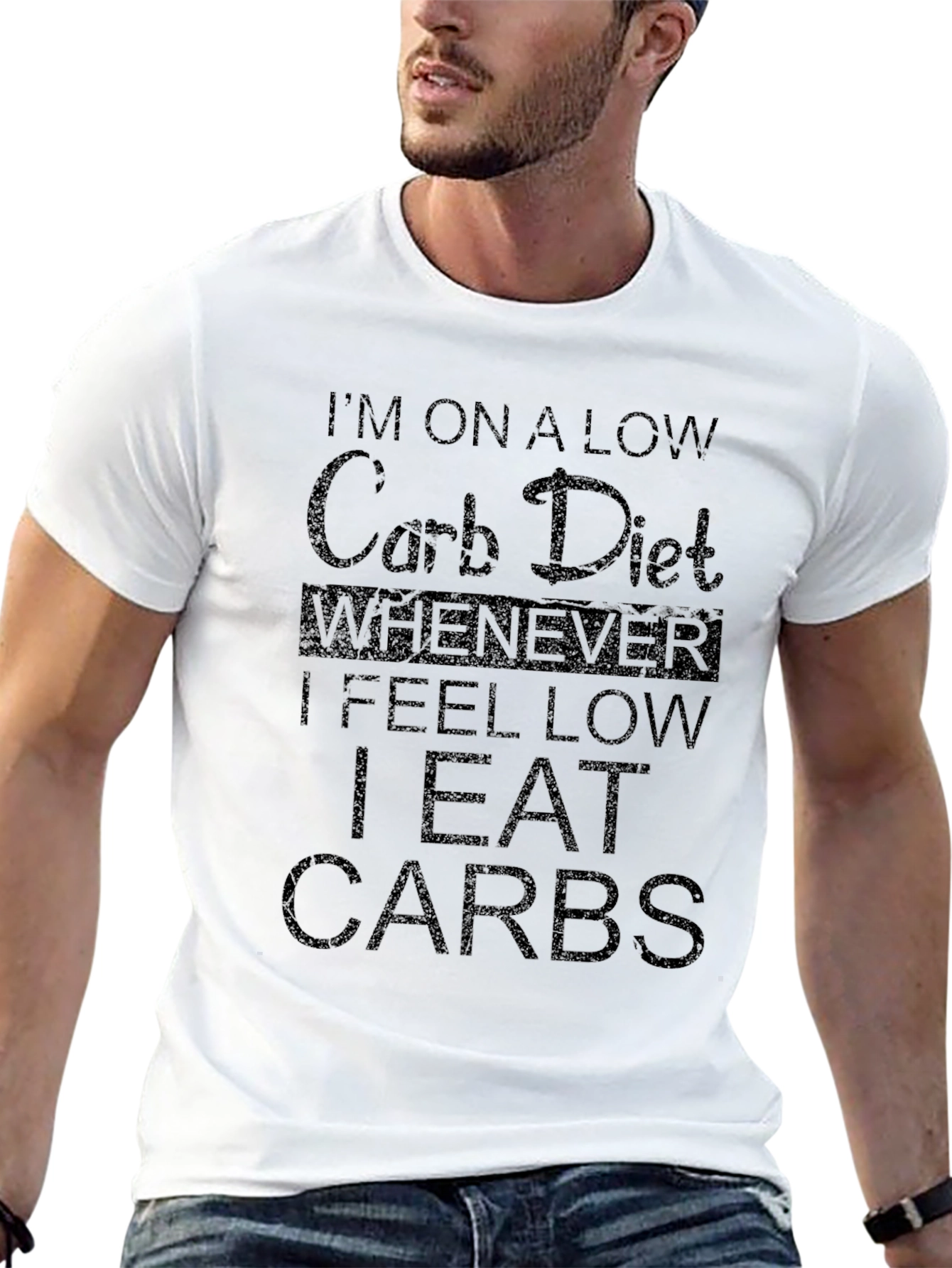 Low Carb Diet Slogan Graphic T-Shirt