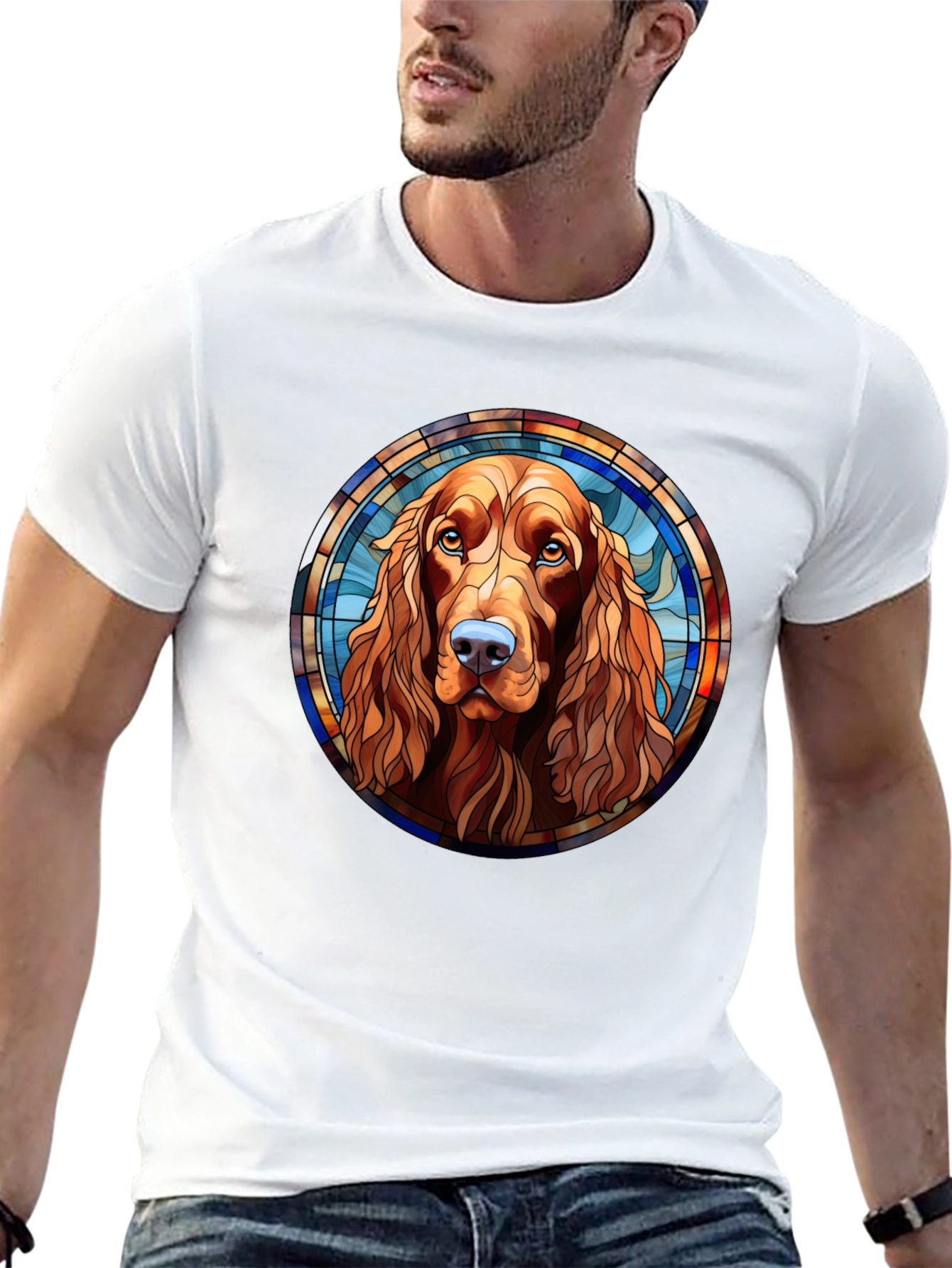Dog Stained Glass T-Shirt Cocker Spaniel Tee