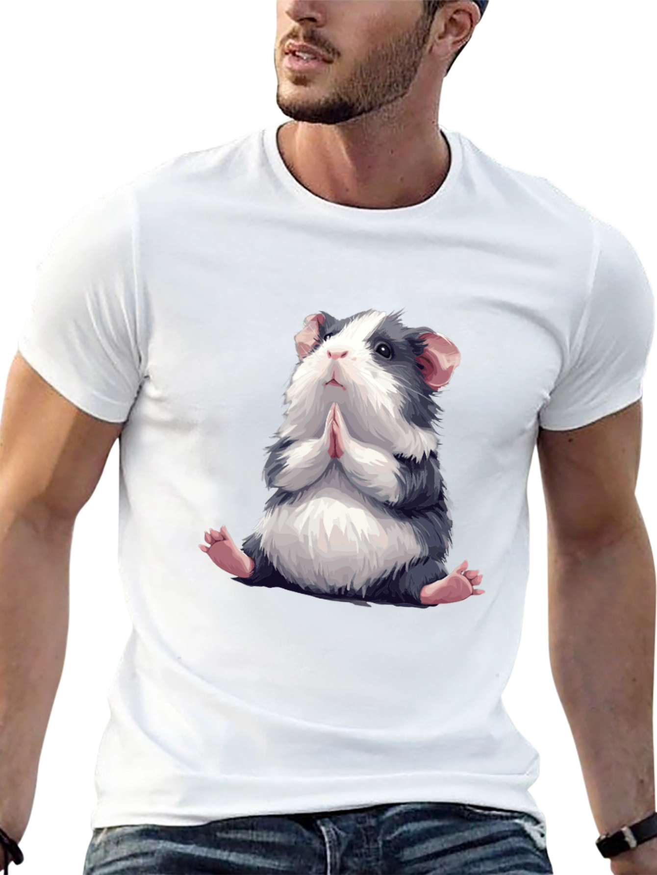 Praying Guinea Pig Graphic Tee - Cute Animal T-Shirt