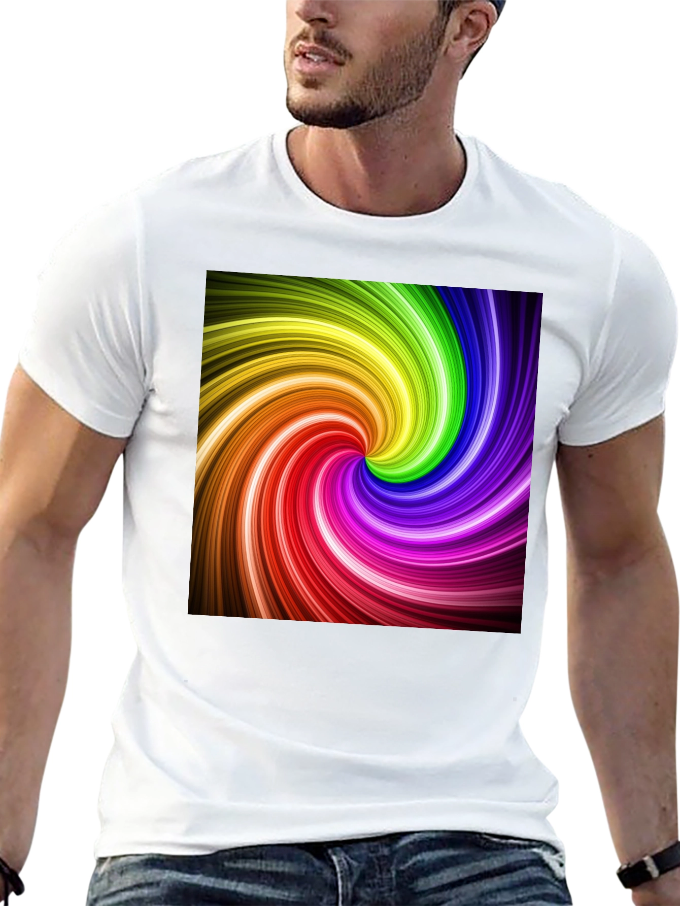 Rainbow Swirl Graphic Black T-Shirt