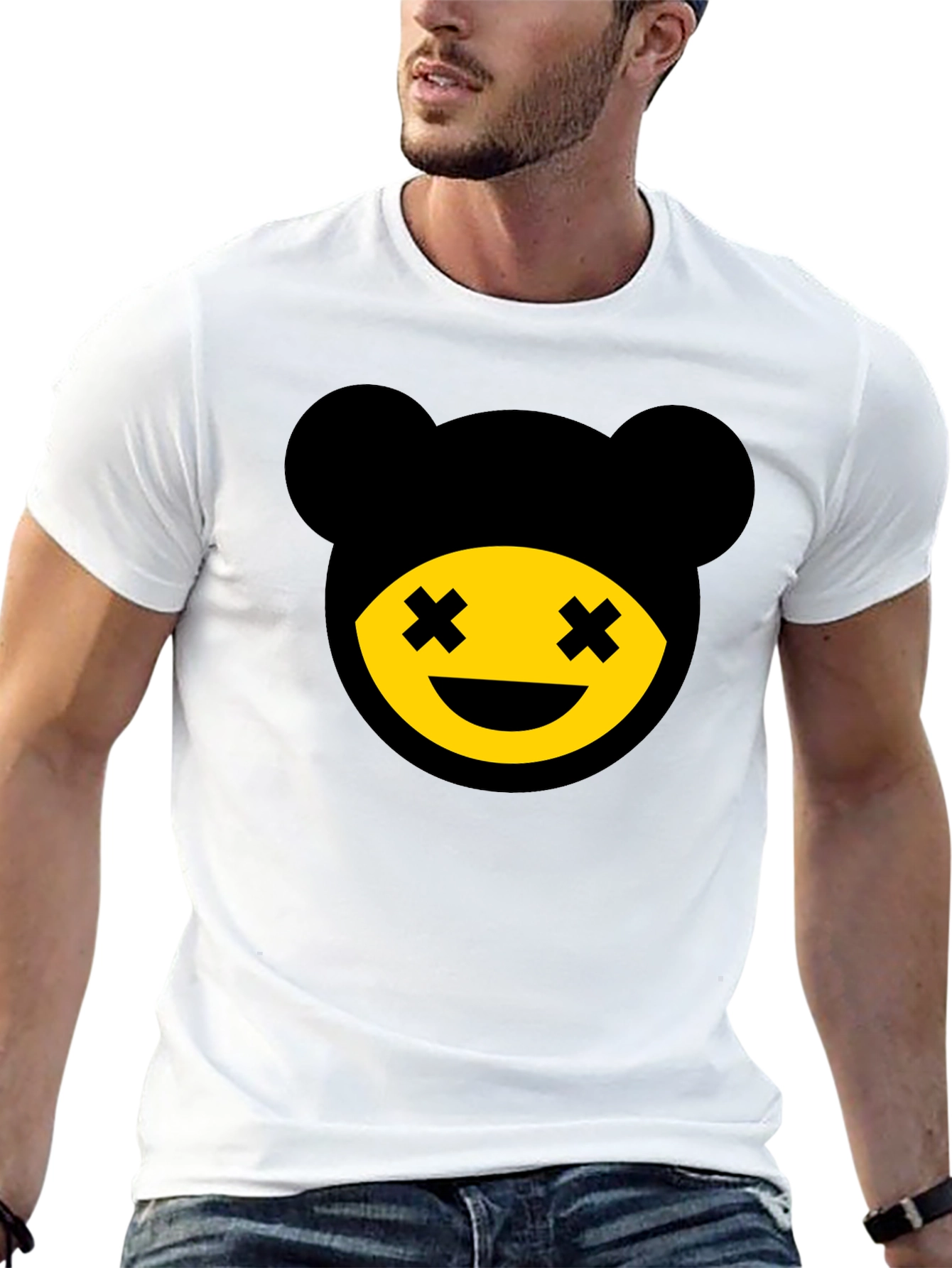 Graphic Bear Tee - Mens Black Crew Neck T-Shirt