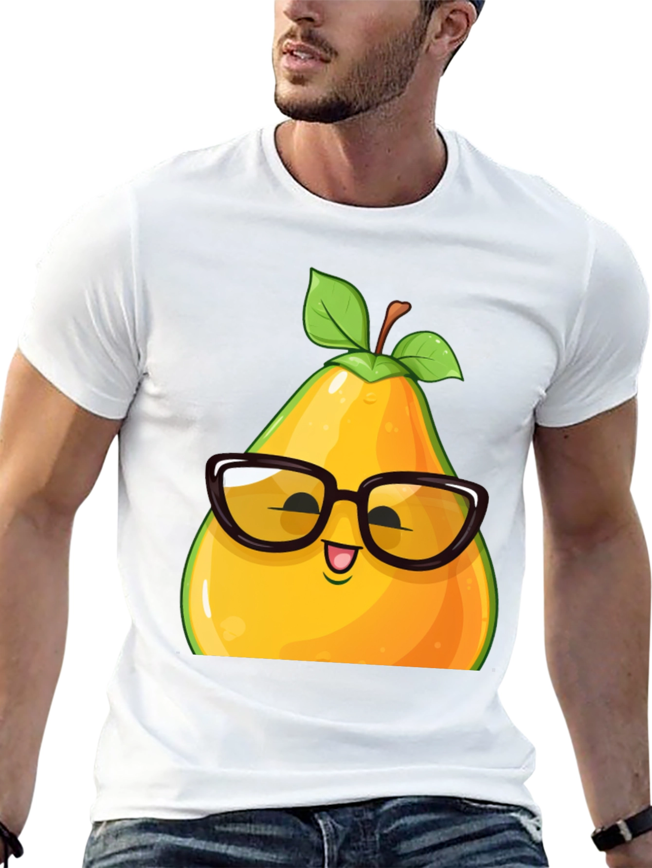 Funny Pear with Glasses Graphic T-Shirt
