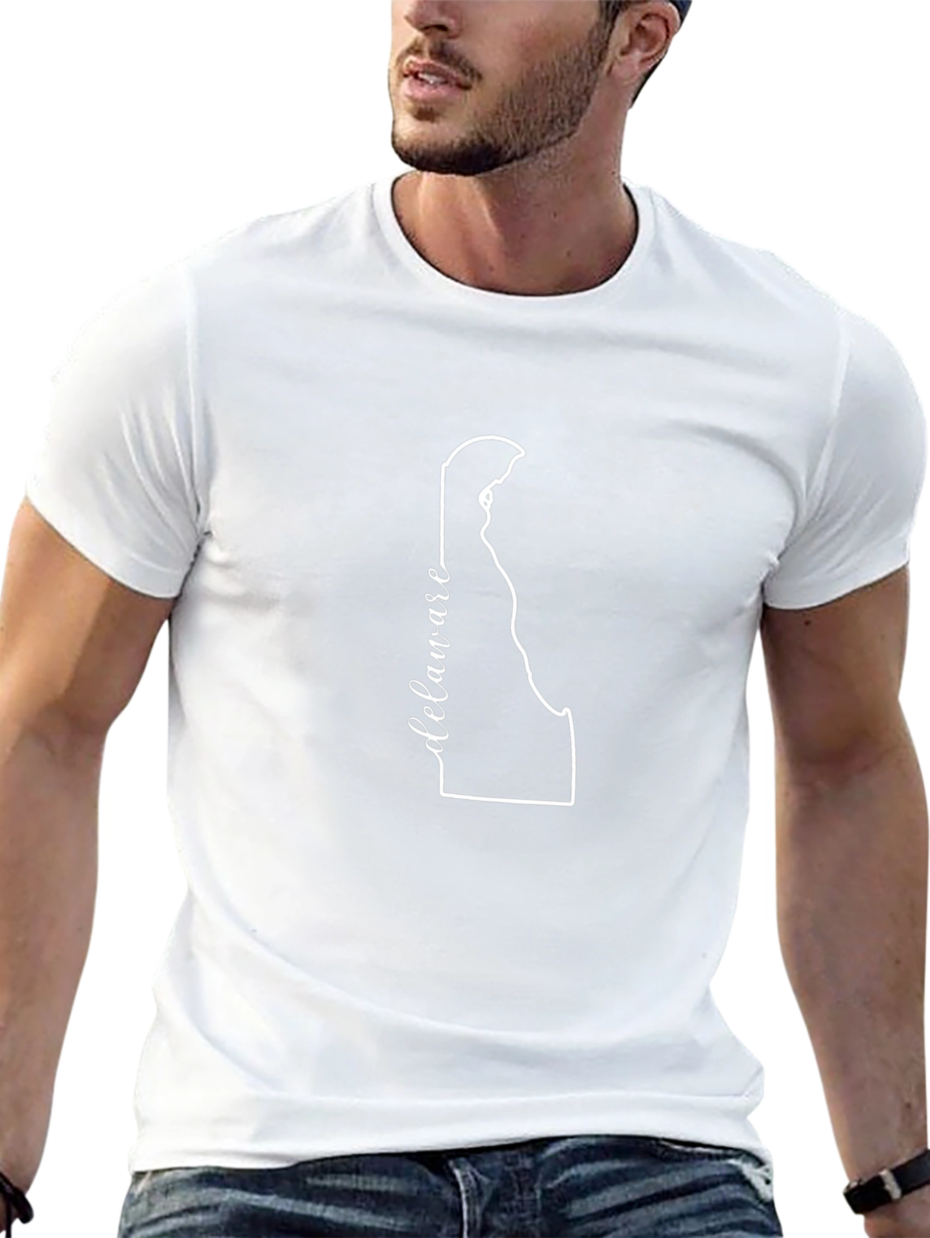 Delaware State Outline Graphic Tee - Black