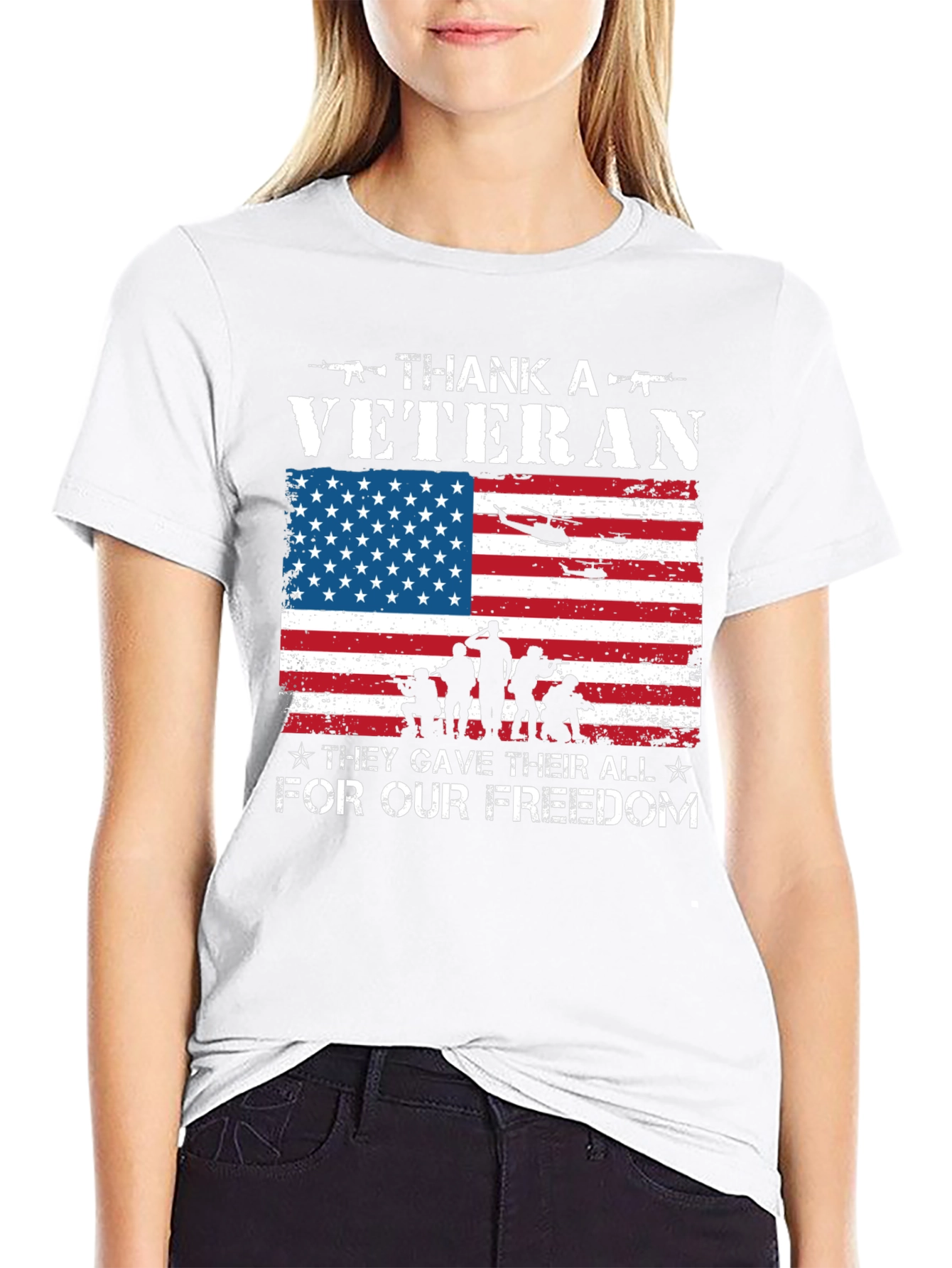 Thank A Veteran Patriotic Graphic T-Shirt
