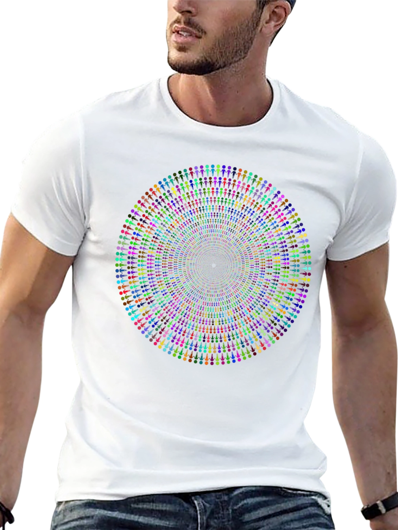 Psychedelic People Circle Graphic Black T-Shirt